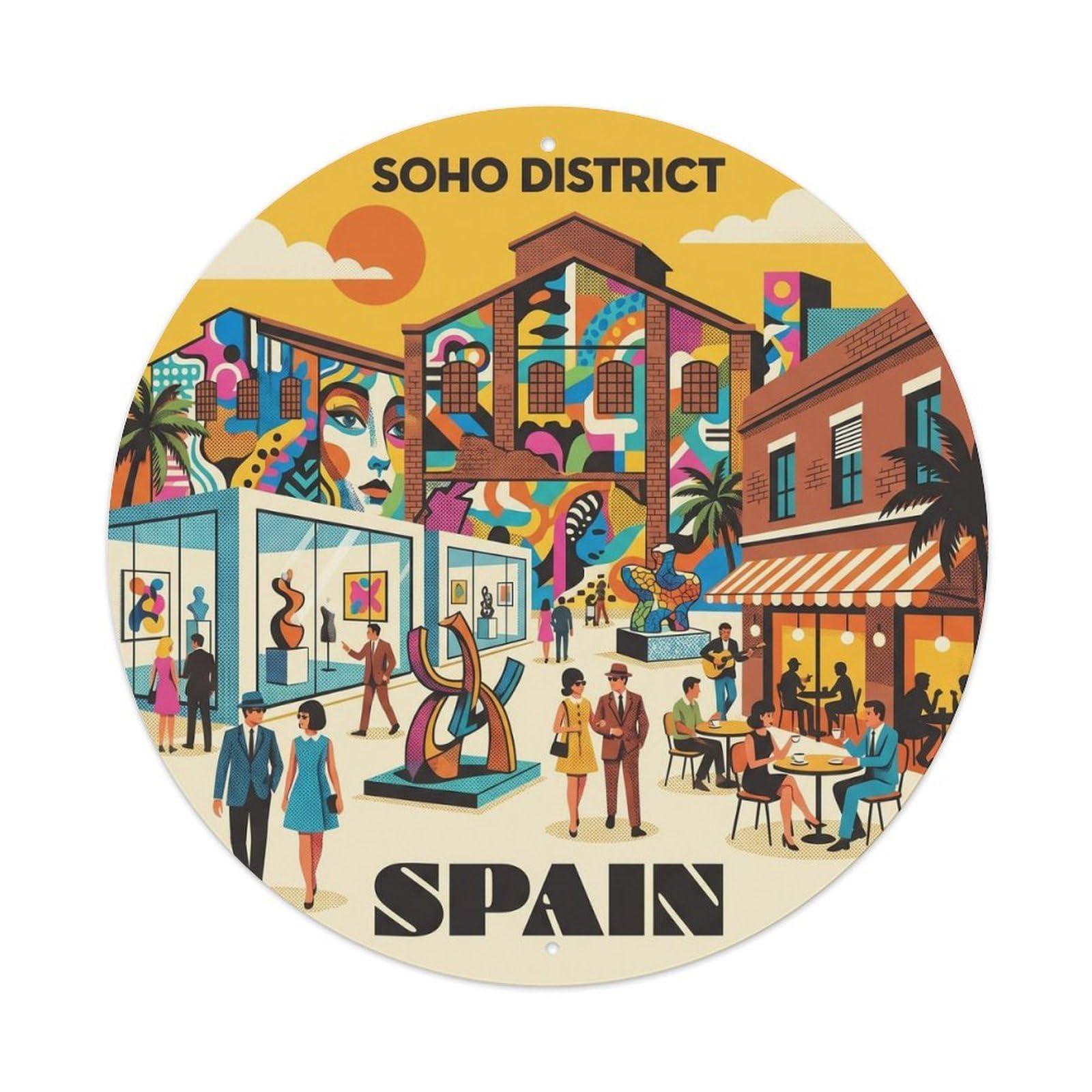 Malaga Soho District Spain Landmark Travel Metal Tin Sign