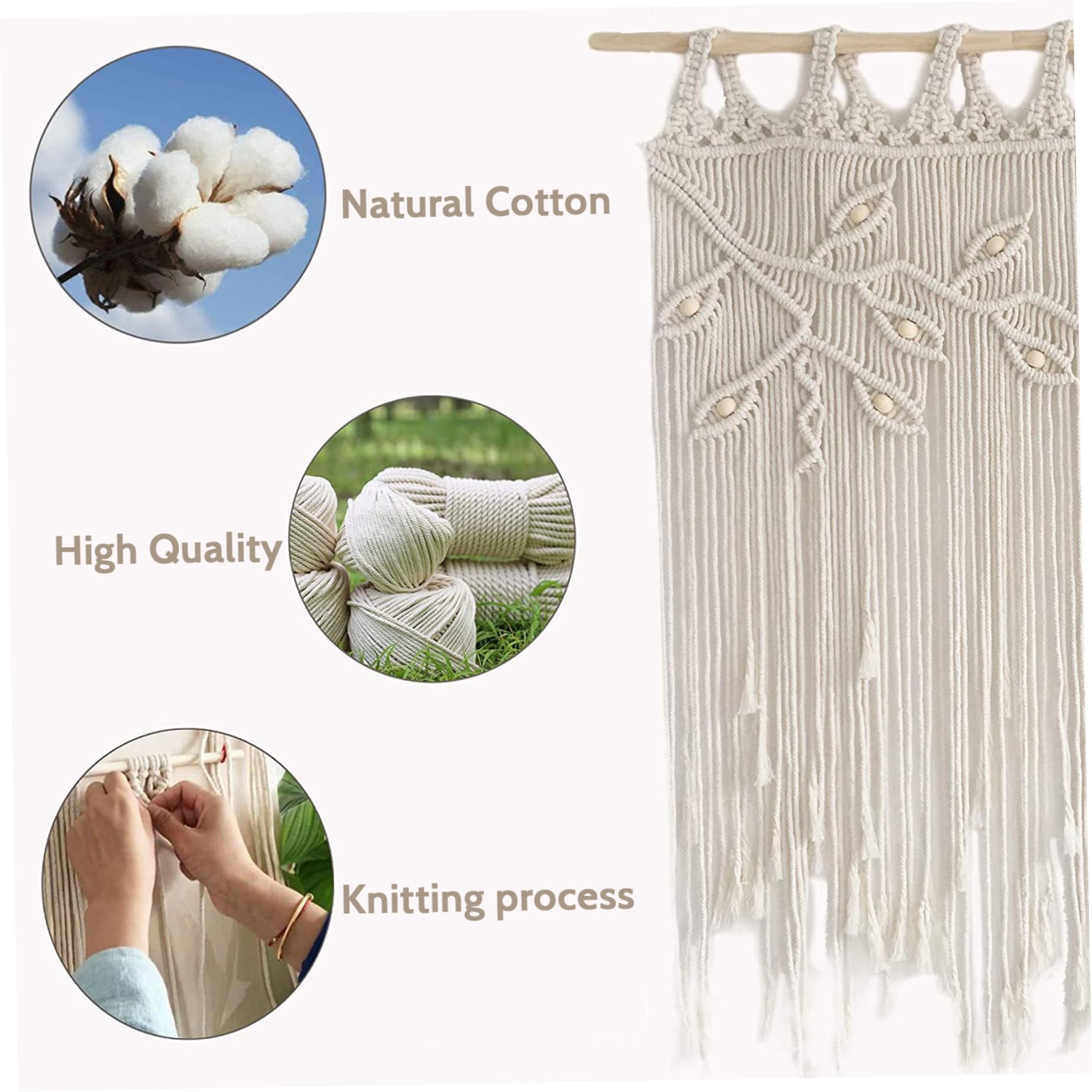 Tenda per porta Boho, Tende Boho Modello a foglie Tende in macramè con perline 43x31, 5 pollici Tenda decorativa da appendere in cotone bohémien per porte e finestre, arredamento bohémien