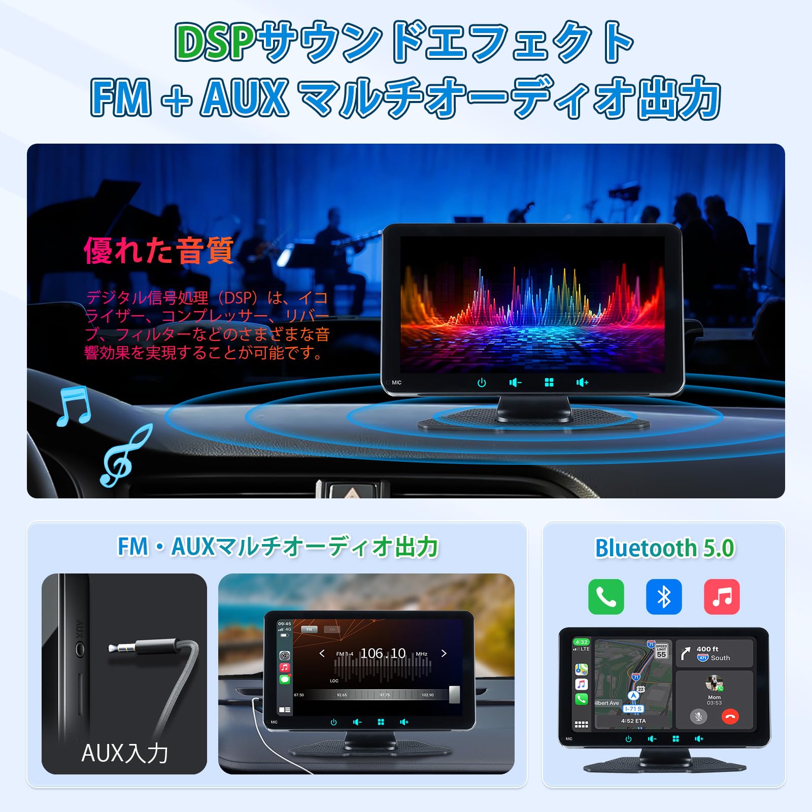 Amazon.co.jp: ディスプレイオーディオ 7インチ ポータブルカー