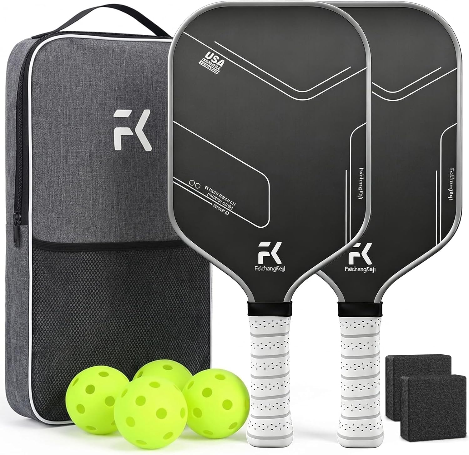 Pickleball Paddles Set of 2 T700 & 16mm Carbon Fiber Pickleball Paddles with CMS Matte Surface Lightweight Honeycomb Core & Durable Edge Guard Protector & Comfortable Grip