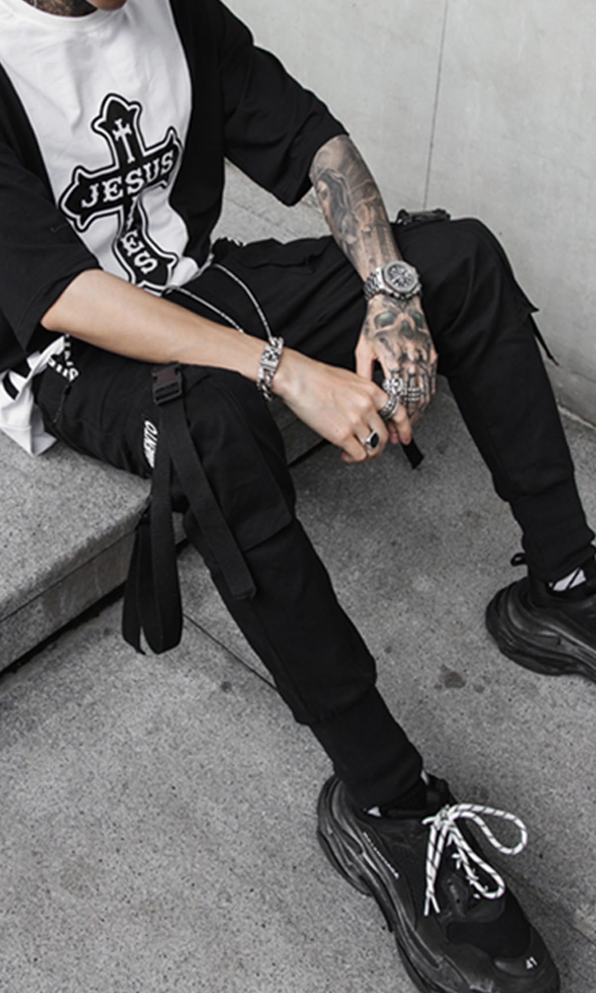 Men's Jogger Pants Punk Cargo Baggy Techwear Streetwear Hip Hop Couple Women Unisex Sports Casual Pants