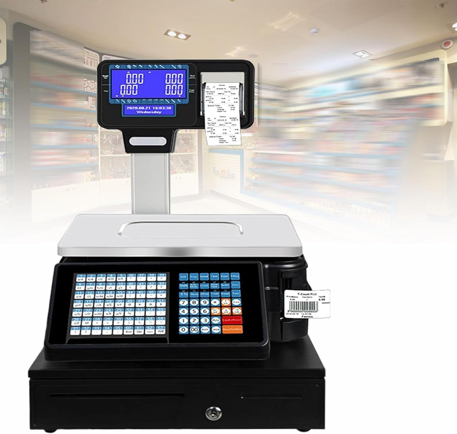Digital Barcode Label Double-Sided Printing Scale, Lcd Dual Display Suitable For Food Meat Product Weighing, Capacity 66 Pounds,B