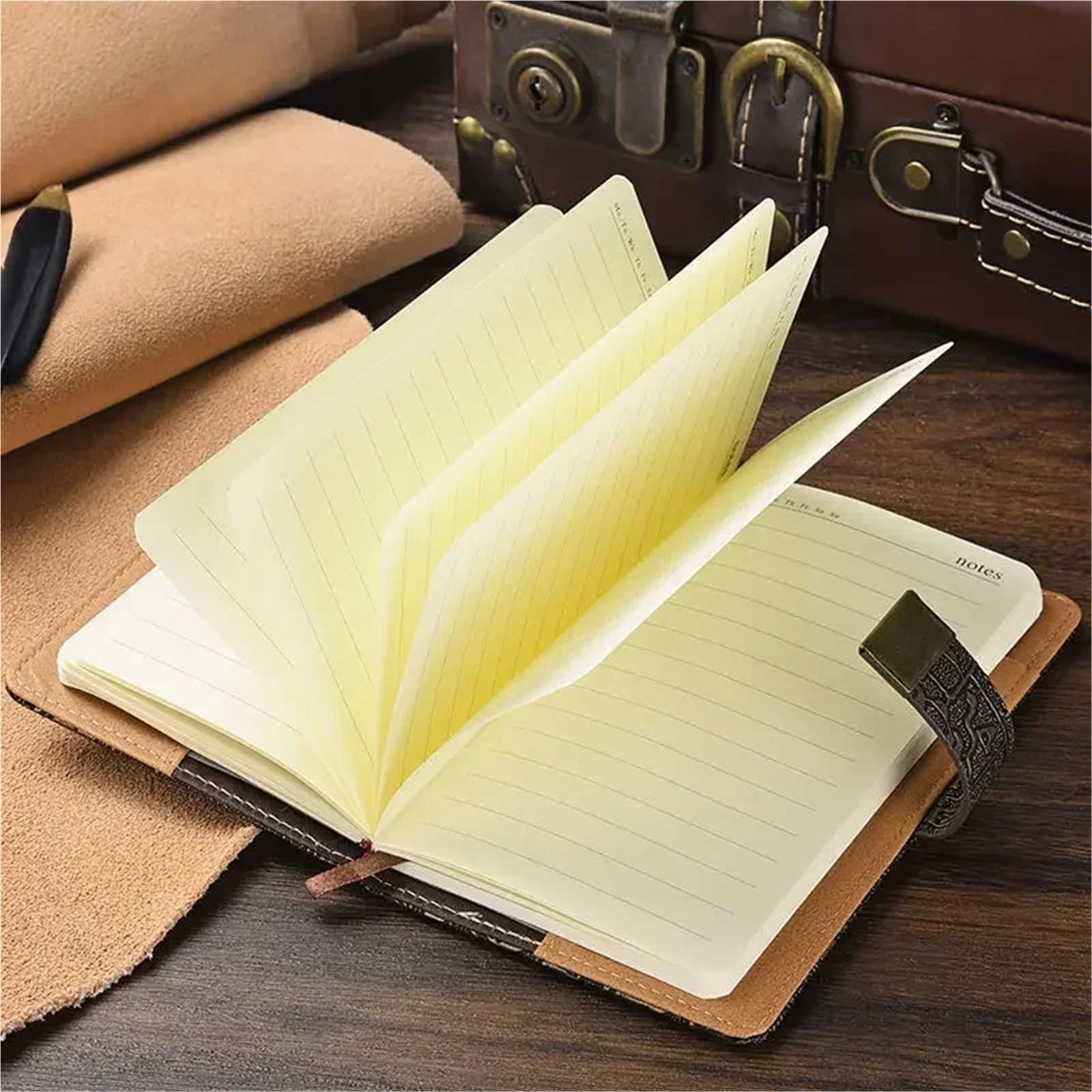 Carnet Mot De Passe 200 Pages A5A6 Code avec Serrure Journal Livre Bloc-Notes Agenda Planificateur Rétro Cahier Simple Main Compte Livre Journal(A5,150sheets)