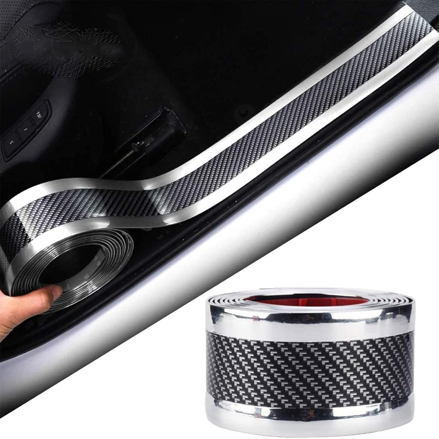LiYeeYP 2 Peice Carbon Fiber Car Door Sill Protectors for MG MGS6 EV 2025, Carbon Fiber Door Sill Stickers, Scratch-resistant