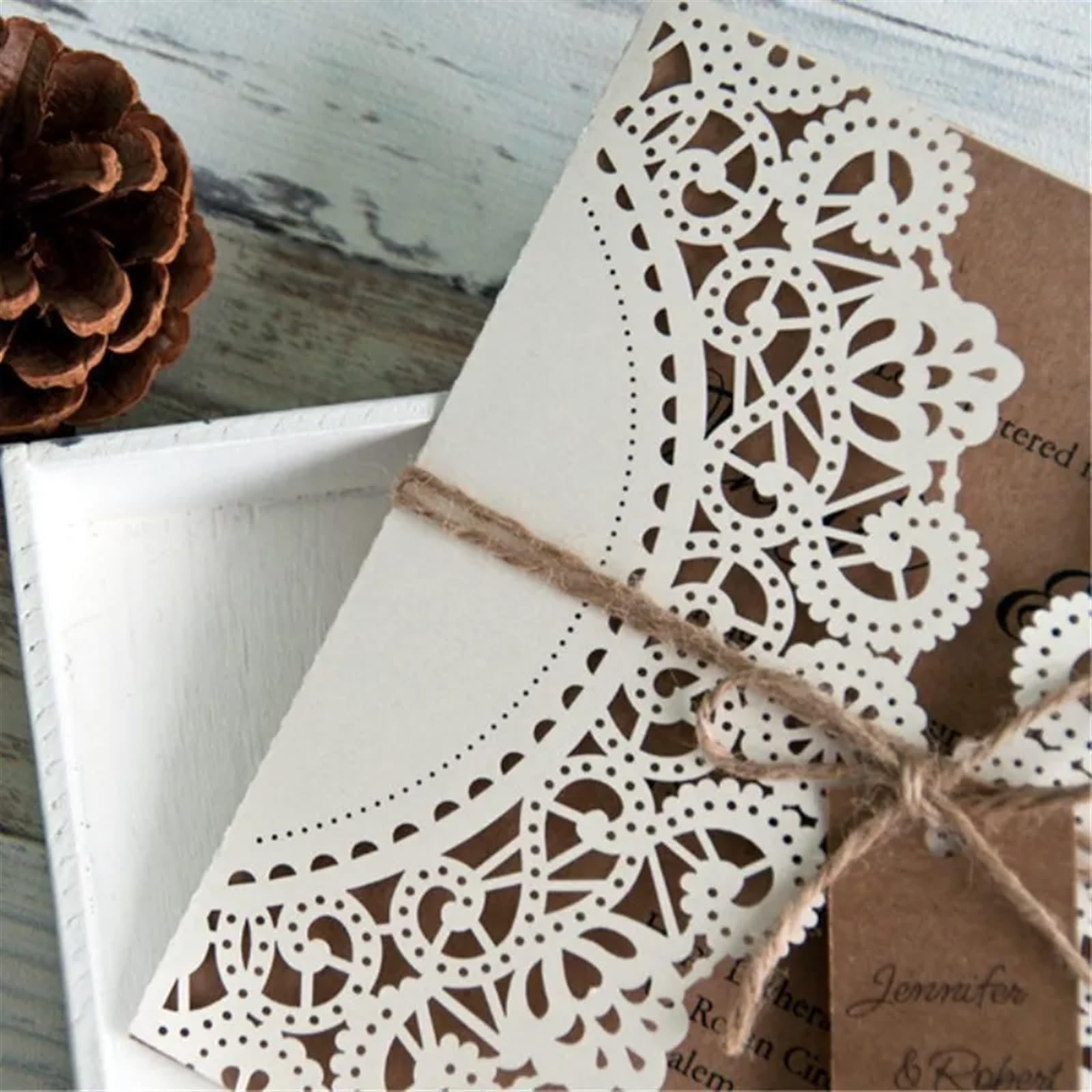 Einladungskarten Hochzeit 10/20/50 Stück lasergeschnittene Hochzeitseinladungskarten, Vintage-Hochzeit, Brautparty, Dekor, Geschenk, Grußkarten-Sets, Event-Partyzubehör(50pcs)