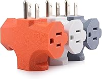 Cable Matters ETL Listed 3-Pack 3-Way Plug Adapter 15A 1875W - 3-Prong Outlet Splitter, T-Style Power Splitter Multi-Color (White/Gray/Orange)