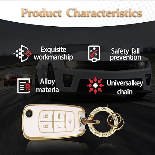 Miniatura 3 de Compatible con funda para llavero Chevy con cordón para llavero, fundas de repuesto de TPU suave para Chevrolet Buick Camaro Cruze Equinox Malibu