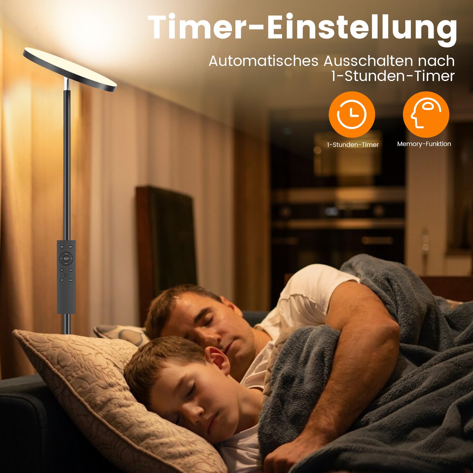 LED Stehlampe Wohnzimmer RGB Dimmbar, 36W Superhelle Farbwechsel Floor Lamp, Moderne Deckenfluter mit Fernbedienung und Touch-Steuerung, 2700K-6500K RGB Dimmbar für Wohnzimmer