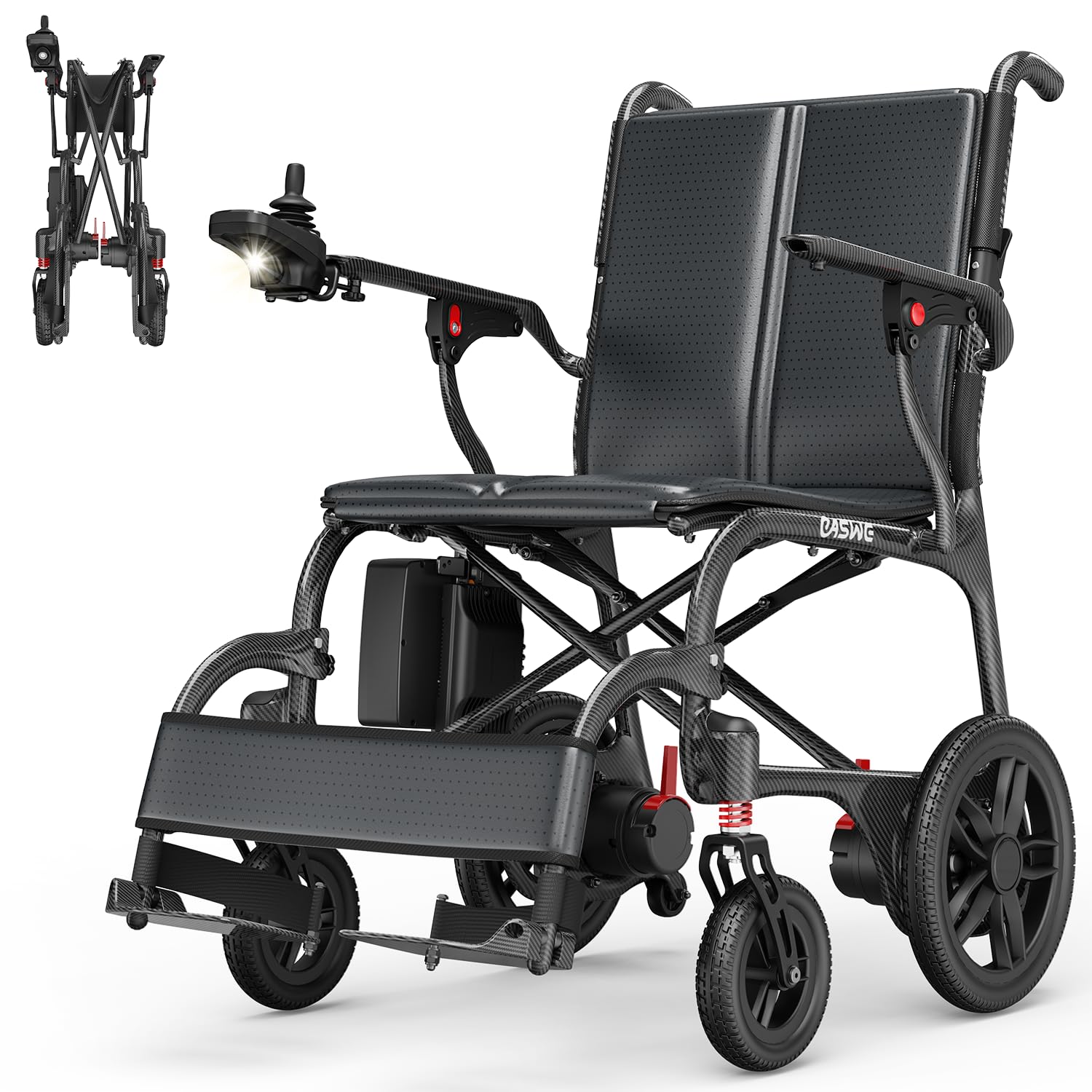 C30 Fauteuil Roulant Électrique Ultra Léger Pliable Tout Fibre de Carbone 11kg, Autonomie 25/50km, Moteurs Sans Balais 400W Batterie 24Ah, Fauteuil Roulant Transportable pour Adultes Âgées, Noir