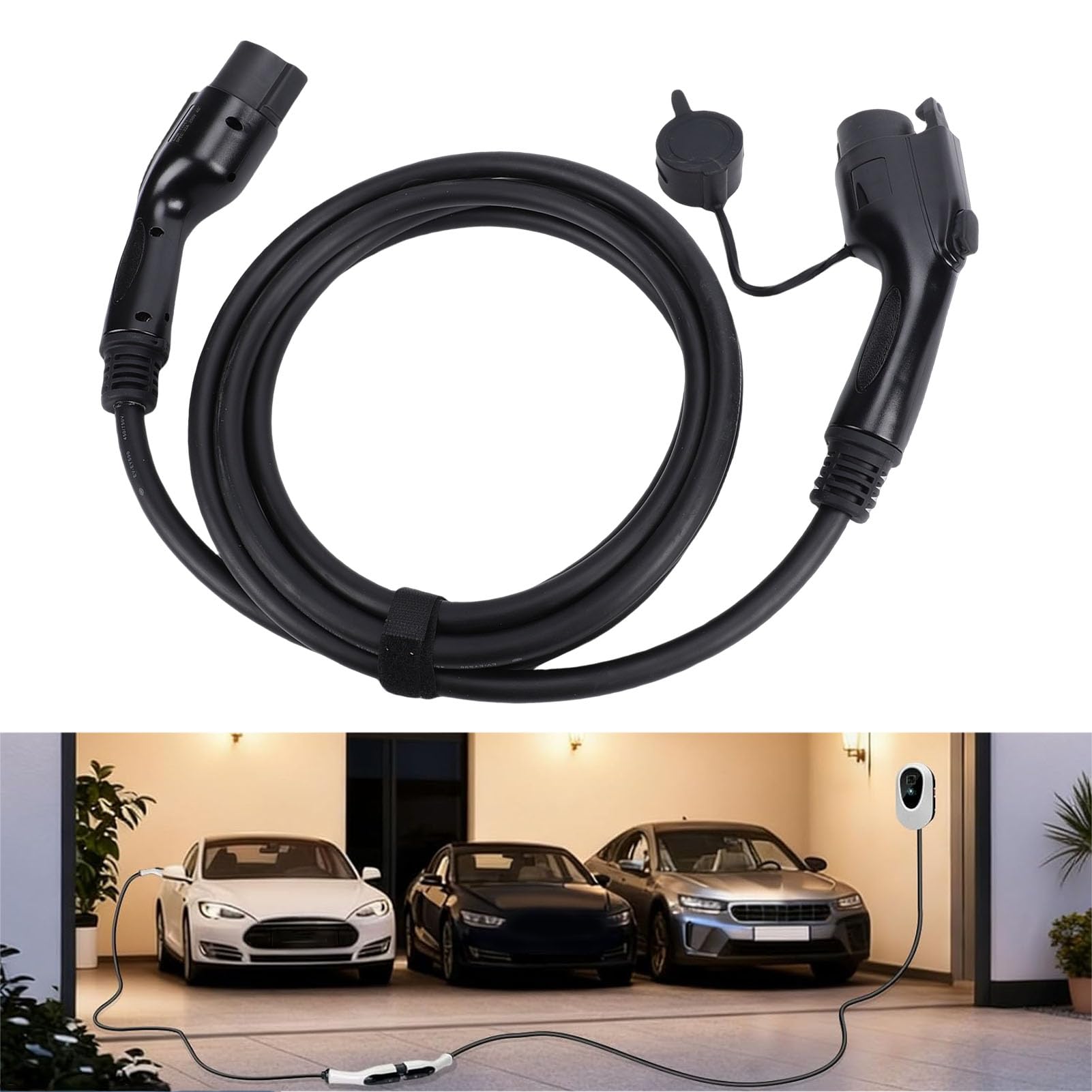 Akozon Cable de Carga J1772 EV, Cable de Extensión de Cargador de Coche, Carga Flexible para Múltiples Modelos EV de 16 Pies