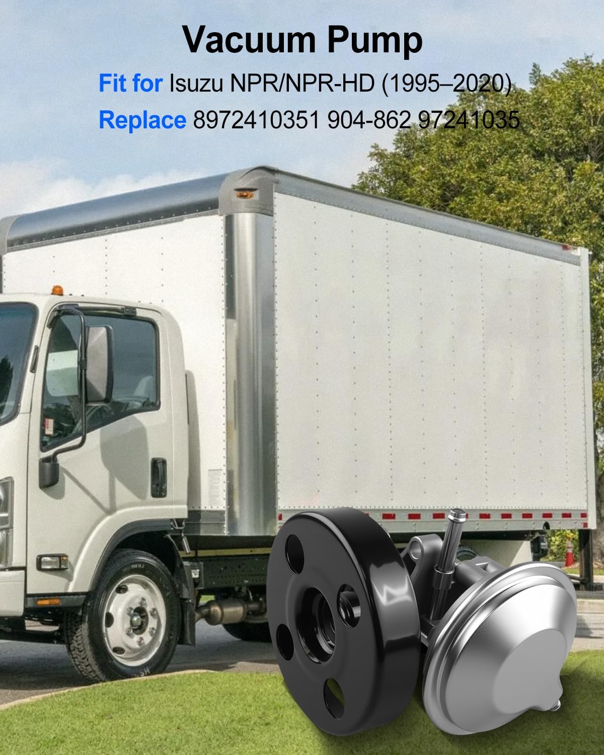 Vacuum Pump with Pulley Compatible with Isuzu NPR NPR-HD Gas V8 L96 LQ4 L31 LQ4 L05 L96 LQ4 3.0L 3.9L 4.8L 5.2L 5.7L 6.0L 1995-2020 Replace 8972410351 904-862 97241035