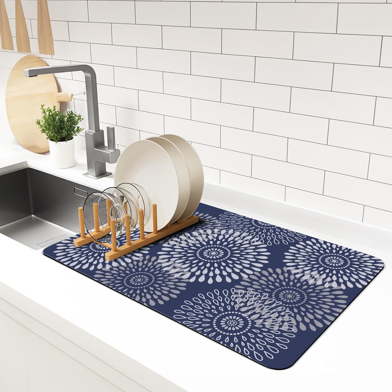Dish Drying Mat Super Absorbent Kitchen Counter Mat Rubber Baing