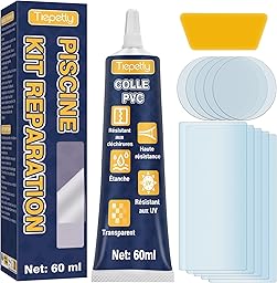 Tiepetly Kit de Reparation Piscine Imperméable et Transparent, pour Matelas Pneumatiques, Jacuzzis, Structures Gonflables, Matériaux en PVC, ABS, EVA et Caoutchouc