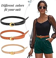 Vista 318 de Cinturón de cuero clásico con hebilla de metal para mujer con vestido de jeans Aah-negro-clásico