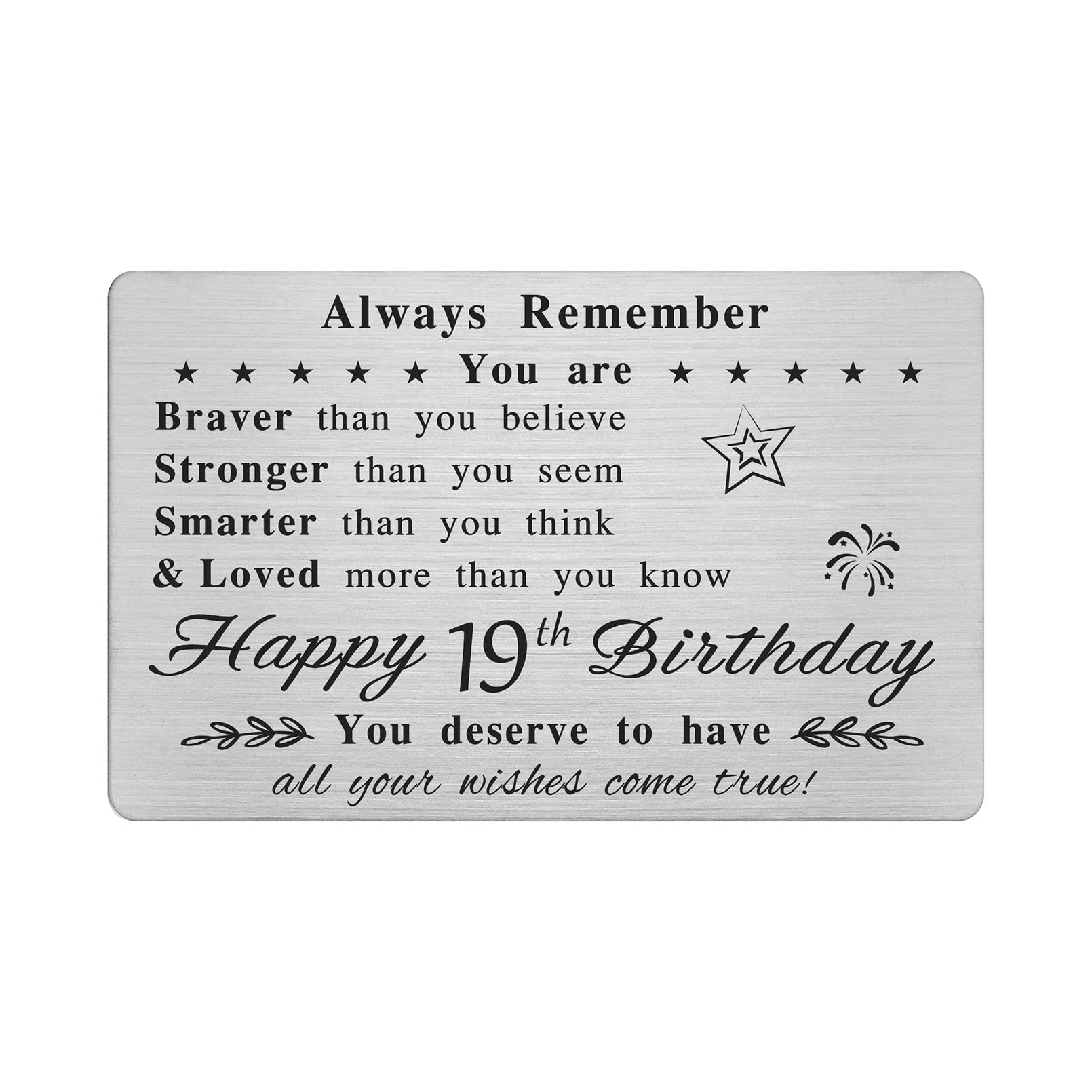 FALOGI Happy 19th Birthday Card - You Are Loved More Than You Know - 19 Year Old Birthday Gifts for Boy Girl, for Him Her, Personalised Engraved Wallet Card