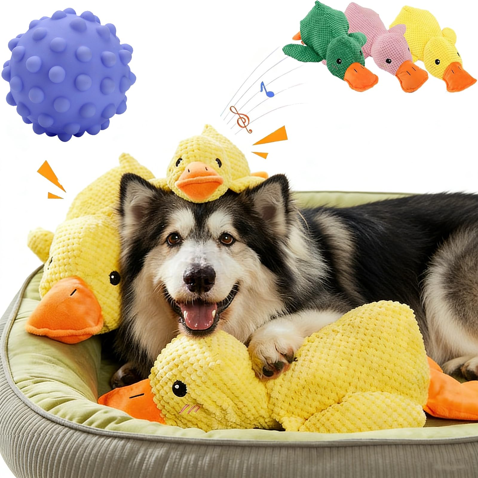 Pato calmante Paw Love, pato Pawlove, juguete calmante para perros, suministros para mascotas, juguetes de pato arrugado, juguetes de patos cuacking, almohada suave de peluche calmante para cachorros