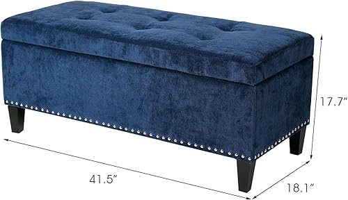 Miniatura 8 de Joveco Banco otomano de almacenamiento, taburete rectangular copetudo, mesa de centro para sala de estar y dormitorio (hojas)