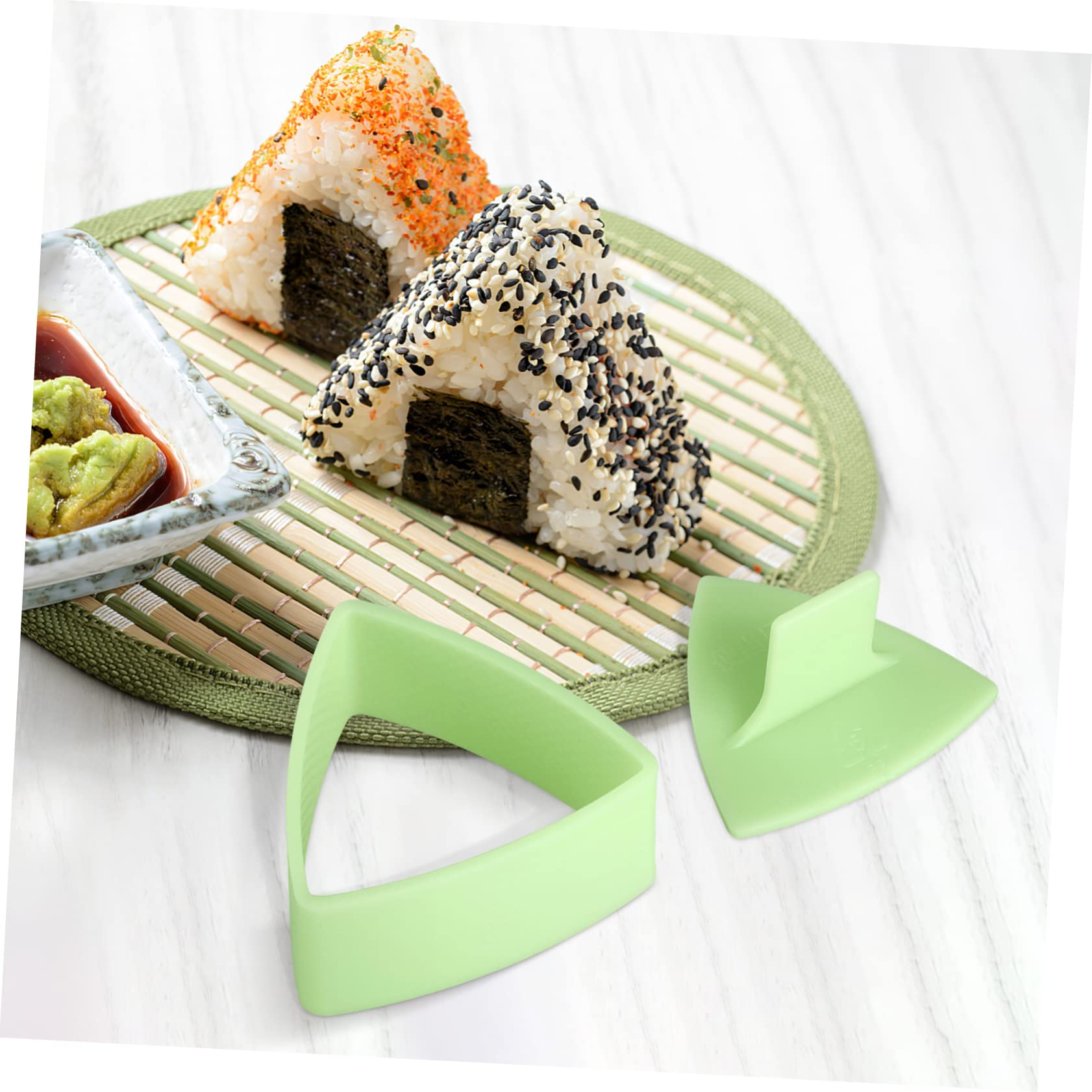 MUCKLILY DIY Triangle Rice Ball Mold Non Stick Sushi Maker for Seaweed Bento Light Green Easy to Use Food Grade Rice Shaper for Homemade Sushi