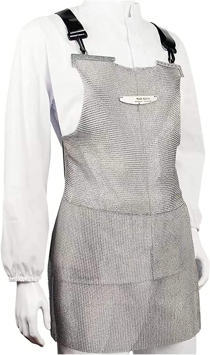Cut-Resistant Apron, 316 Stainless Steel Metal Apron, Butcher Safety Work Protective Apron, Adjustable Shoulder Straps (Size : 55x70cm)