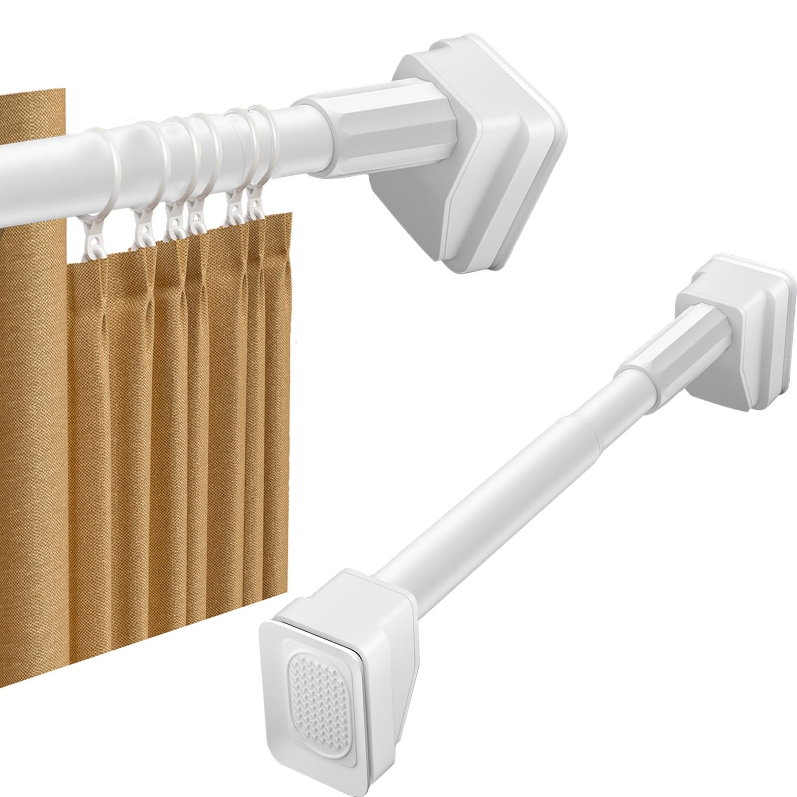 WQPMNYG Extendable Shower Curtain Rod Tension Pole, No Drill, Adjustable 40-500cm, Ø25mm for Net Curtains & Shower Curtains, Spring Loaded, Easy Installation - White (310-400cm)