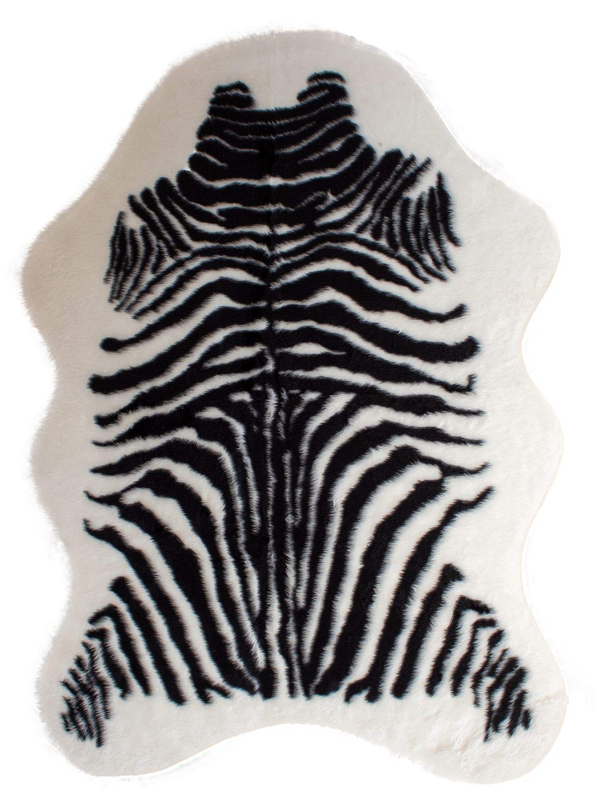 Mr. Ghorbani Kunstfell Teppich- Zebra Schwarz Weiß in 3 Größen, Tier Fell, Tiermuster in Weiß Schwarz, Größe Teppiche:110 x 150 cm