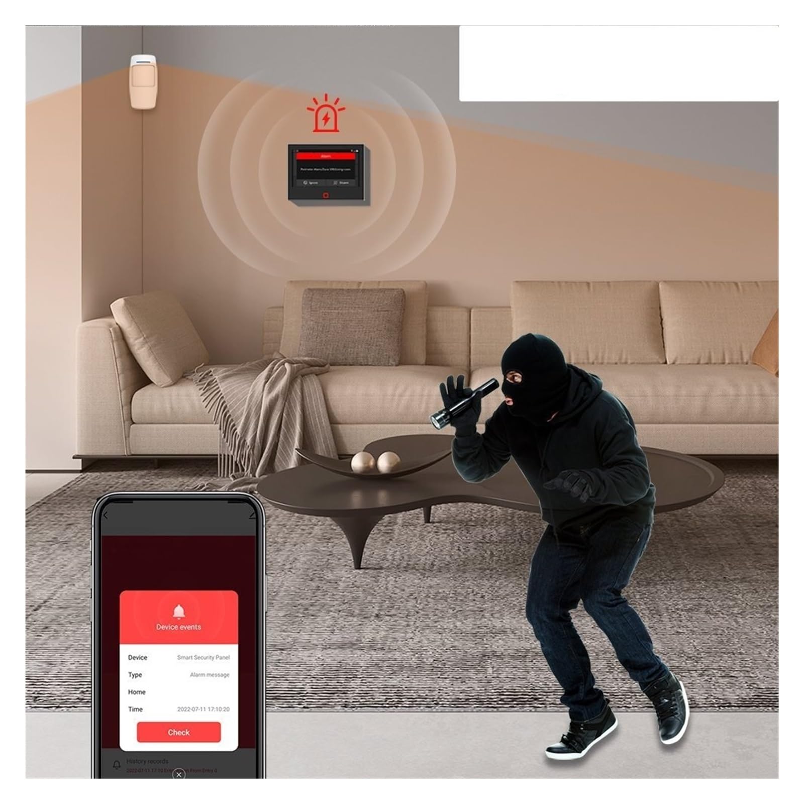 Di Allarme Domestico Da 7 Pollici Wireless WiFi 4G Kit Protezione Sicurezza Intelligente Sirena Integrata 115 DB Batteria 5000 MAh Sistema Di Allarme Completo(Set-D 7Kit)