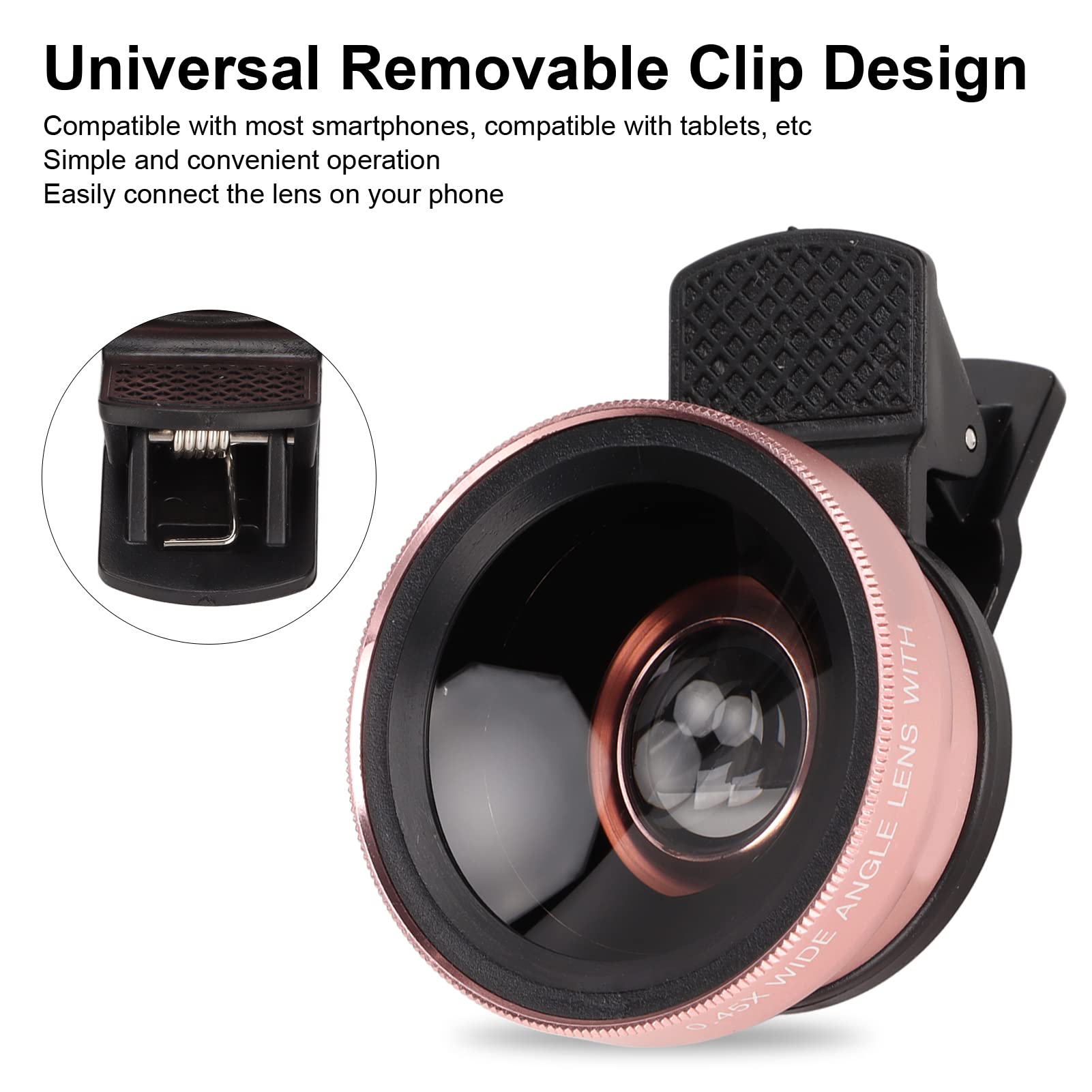 Greensen Obiettivo per Smartphone, Lente Grandangolare e Macro 2 in 1, | Lente Acrilica HD, Corpo in Lega di Alluminio, Clip Universale, Immagine Nitida