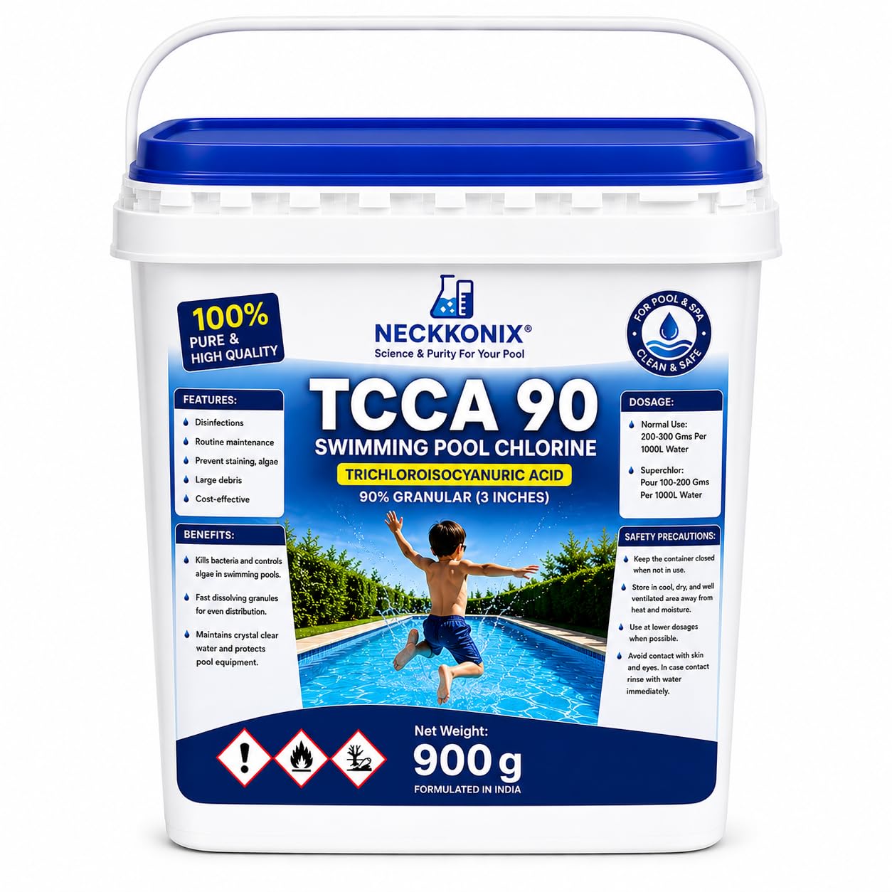 tcca 90 granules 900 grams chlorine for swimming pool imported pack