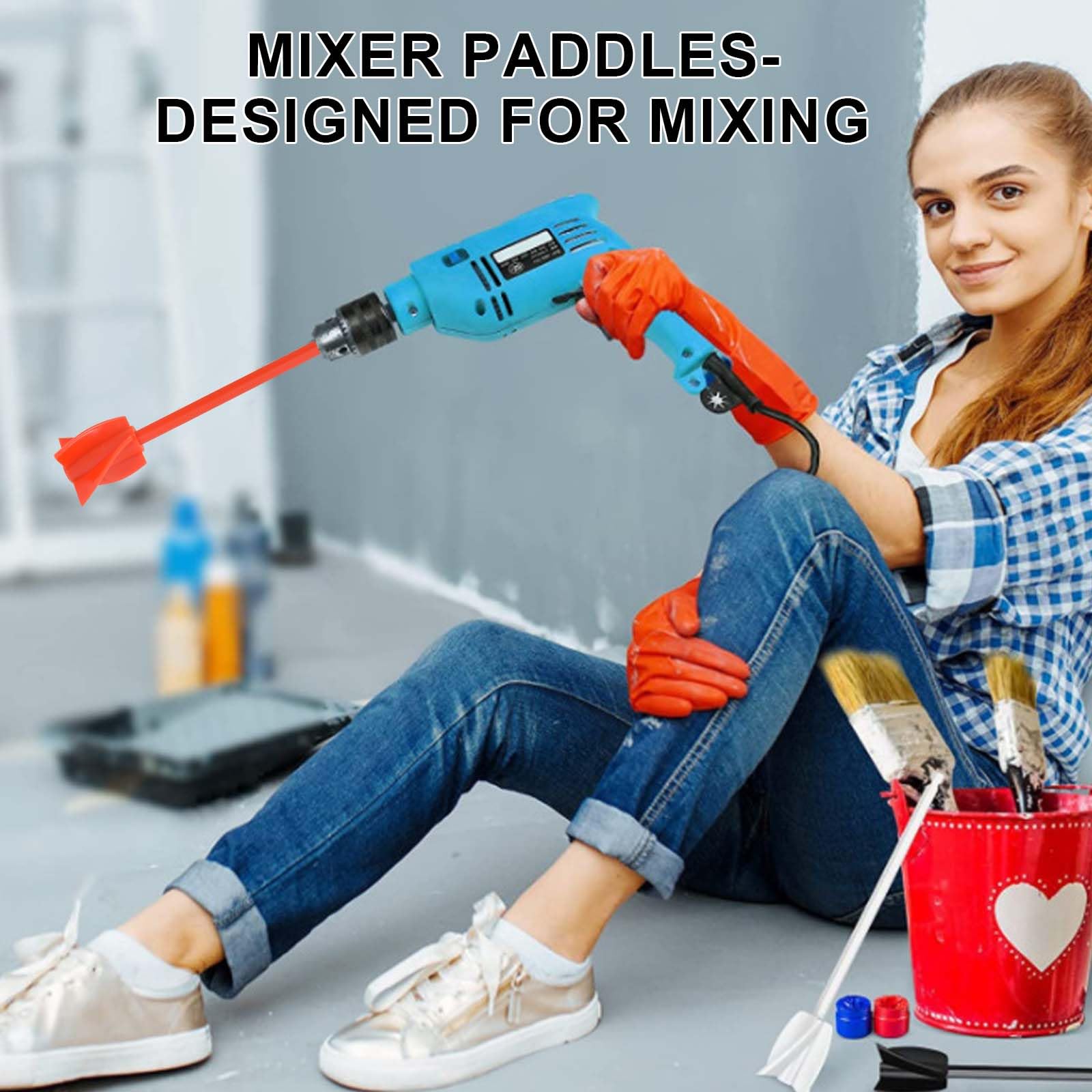 7 Pièces Melangeur Peinture, Mélangeur Époxy Réutilisable, Mélangeur de Resine Epoxy, Palettes de Perceuse à Palettes, pour Mélanger la Résine Époxy