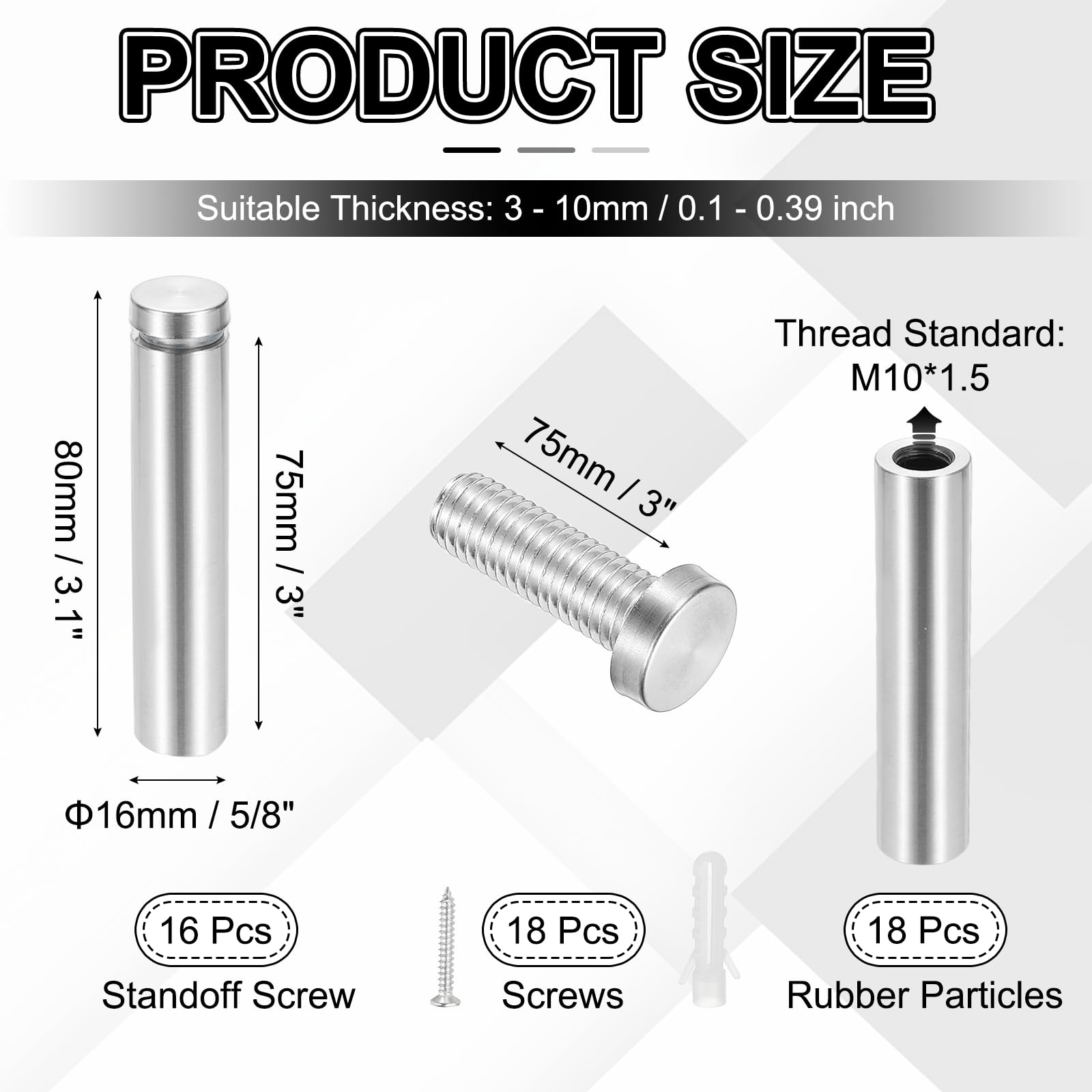 PATIKIL 5/8x3.1" Standoff Screws - Image 2