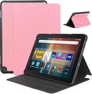 8 Inch Hülle Mit Automatischer Wake/Sleep-Funktion, Nicht für TCL Nokia iPad Samsung, Faltbare Vorderseite Aus Leder und Weiche TPU Rückseite für 8 Inch Tablet (Rosa)