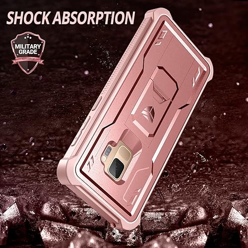 Miniatura 6 de Dexnor Funda para Samsung Galaxy S9, Protector de pantalla y soporte integrados Protección de grado militar resistente a prueba de golpes para
