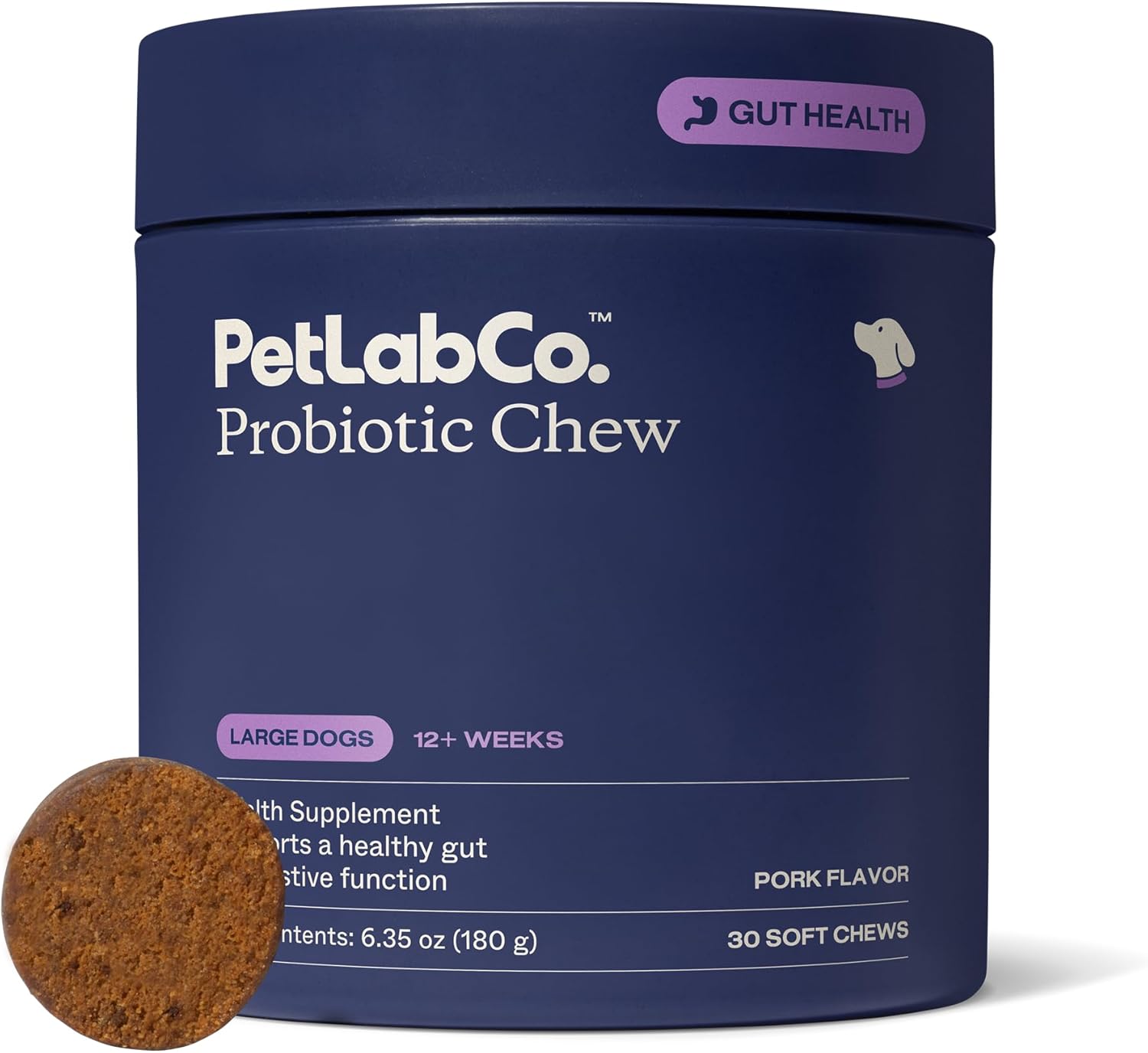 PetLab Co. Probiotics for Dogs - Support Gut Health, Occasional Diarrhea, Digestive Health, Paw Licking & Seasonal Allergies, Pork Flavor, 30 Soft Chews, Formulated for Large Dogs, Packaging May Vary