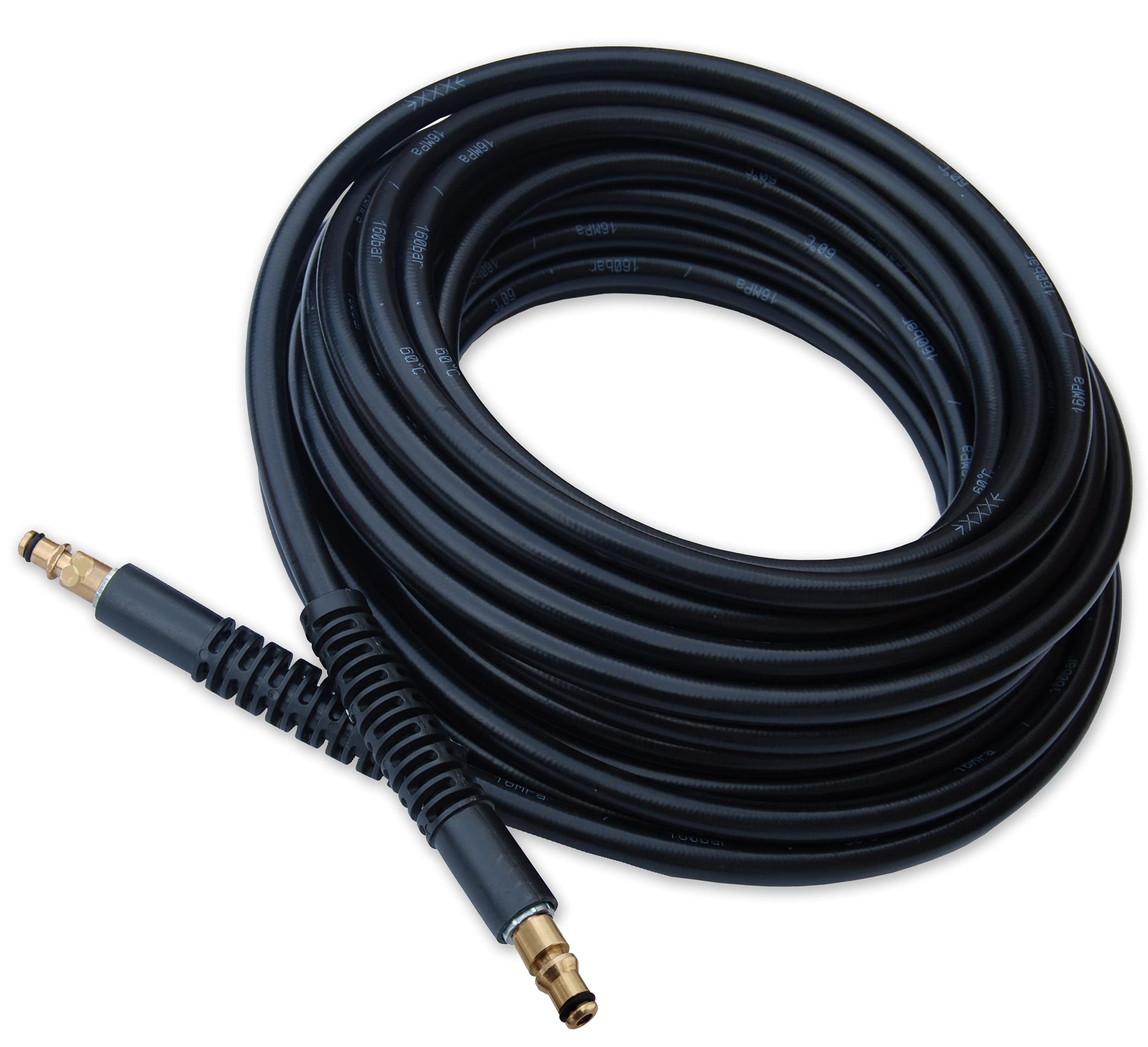 Mac Allister 7.5M High Pressure Washer Hose (Black PVC, 1.8E+2 bars, Quick Connector Both Ends, 1 Pack)