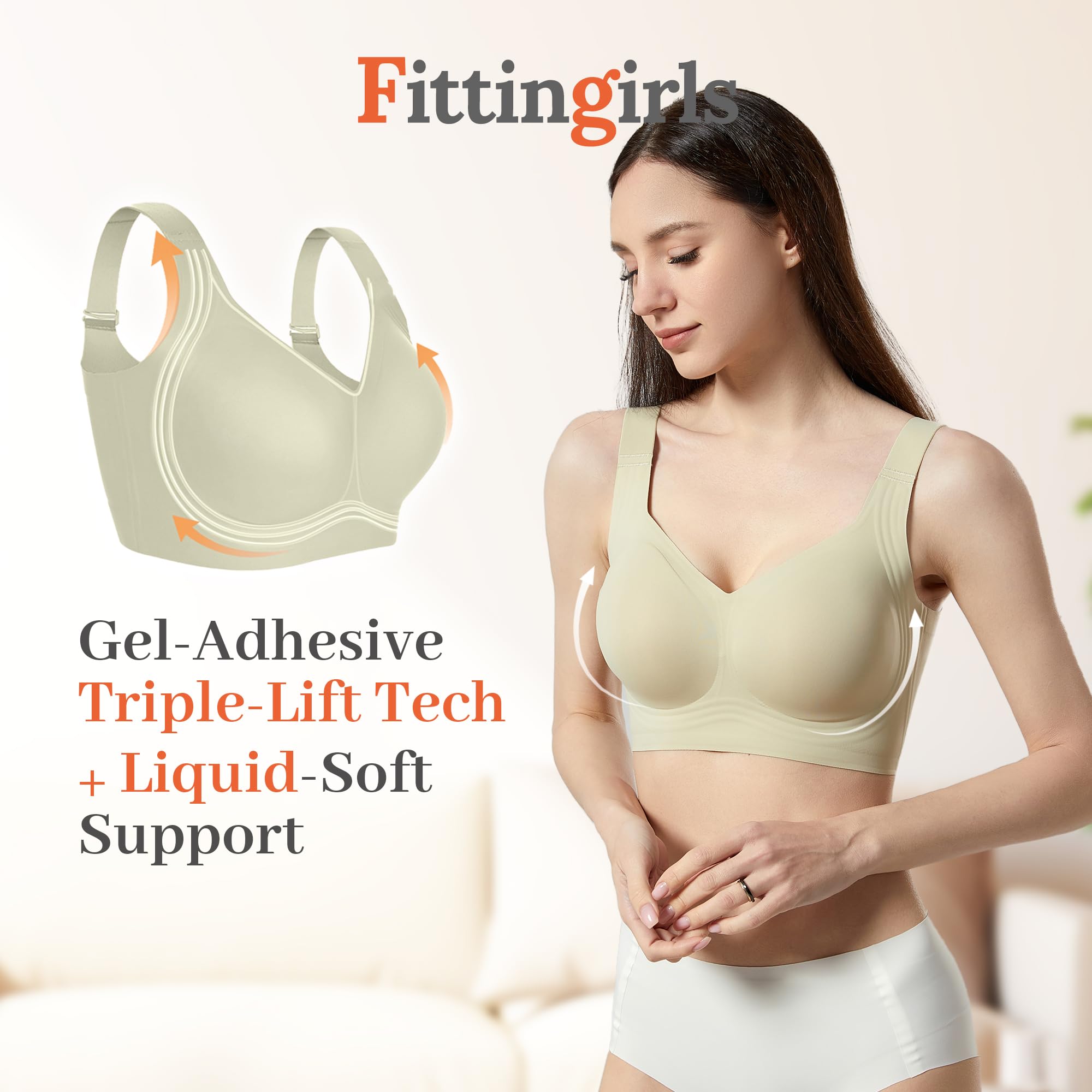 Fittingirls Women's Ultra-Soft Wireless Bra Full Coverage Non-Wired Padded Design Breathable Lightweight all-Day Comfort