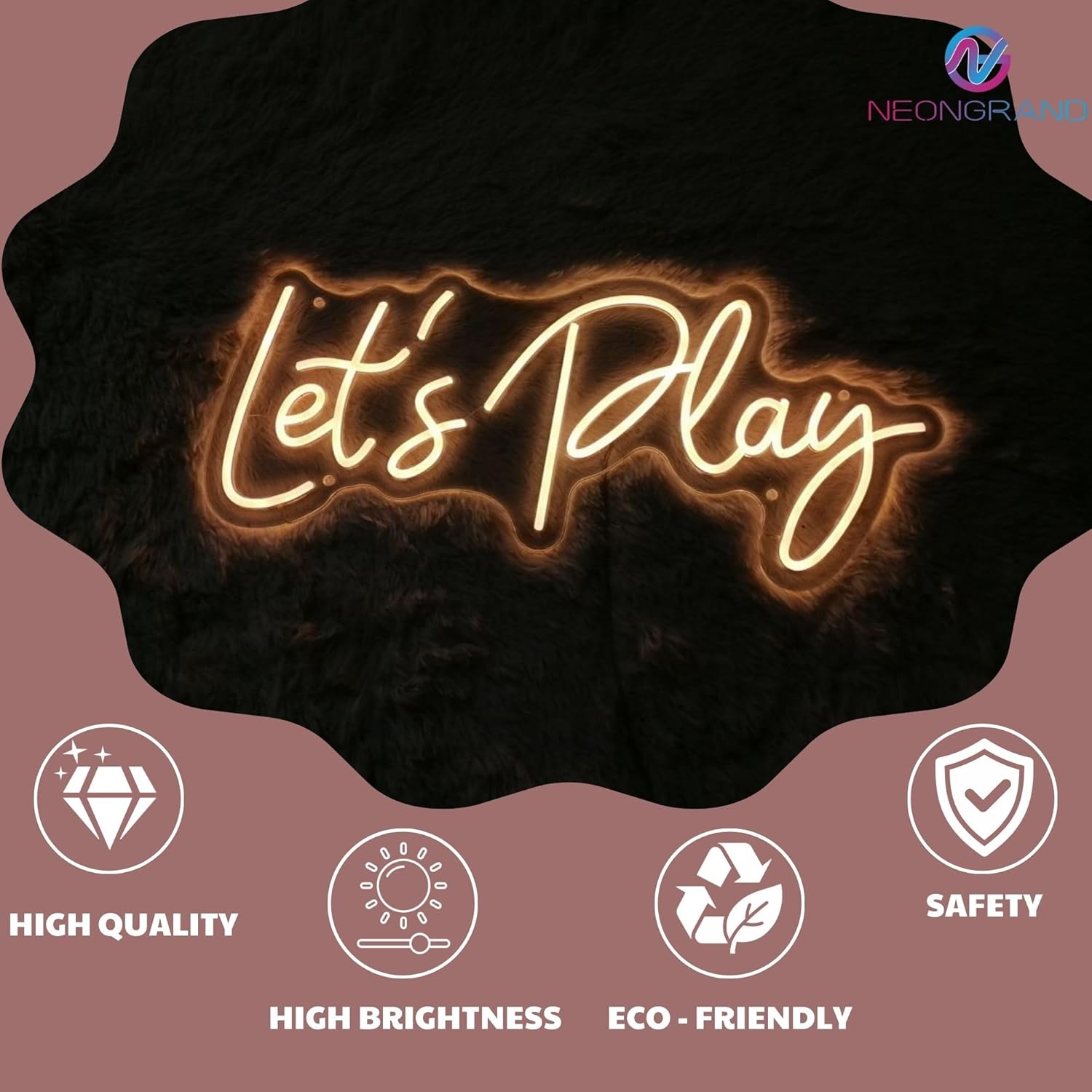 Let's Play Neon Sign LARGE 24x10 inches Playroom Decor Playroom Neon Sign Kid's Room Decor Lets Play Led Light Custom Neon Sign Game Room Wall Art (Warm White - 24x10")