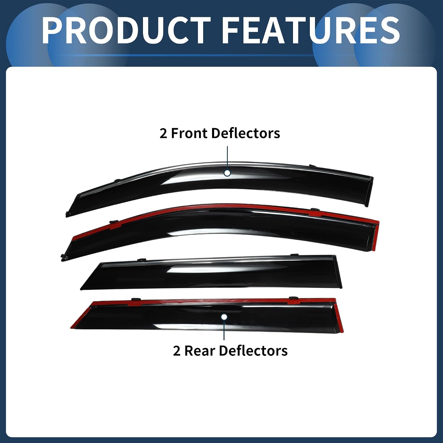 Window Deflectors for Hyundai Tucson 2016-2021 Vent Visors Black Rain Guards Reinforced Acrylic 4 Pcs