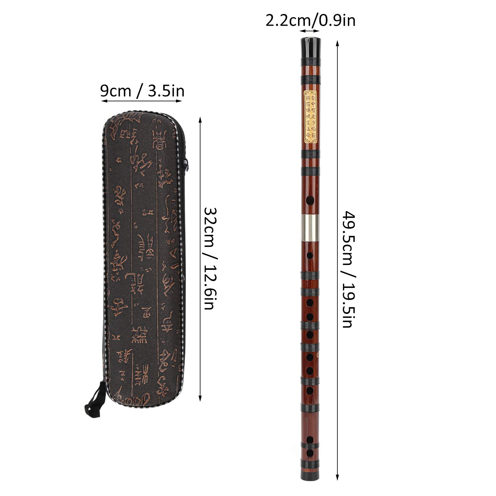 Flauta de bambú G Key, instrumento de viento chino refinado, kit Dizi para principiantes, rendimiento y examen de grado con 8 años de material de bambú amargo seco, caja de tela y