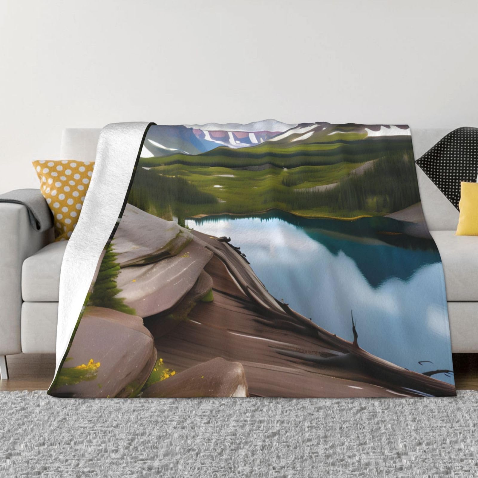 Couverture polaire imprimée pour canapé et soirées cocooning en flanelle douce
