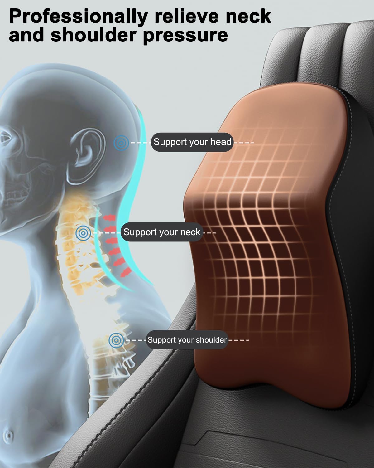 Mumjooyi Auto Nackenkissen Mit Memory-Schaum - Verstellbar, Atmungsaktiv, Für Lange Fahrten