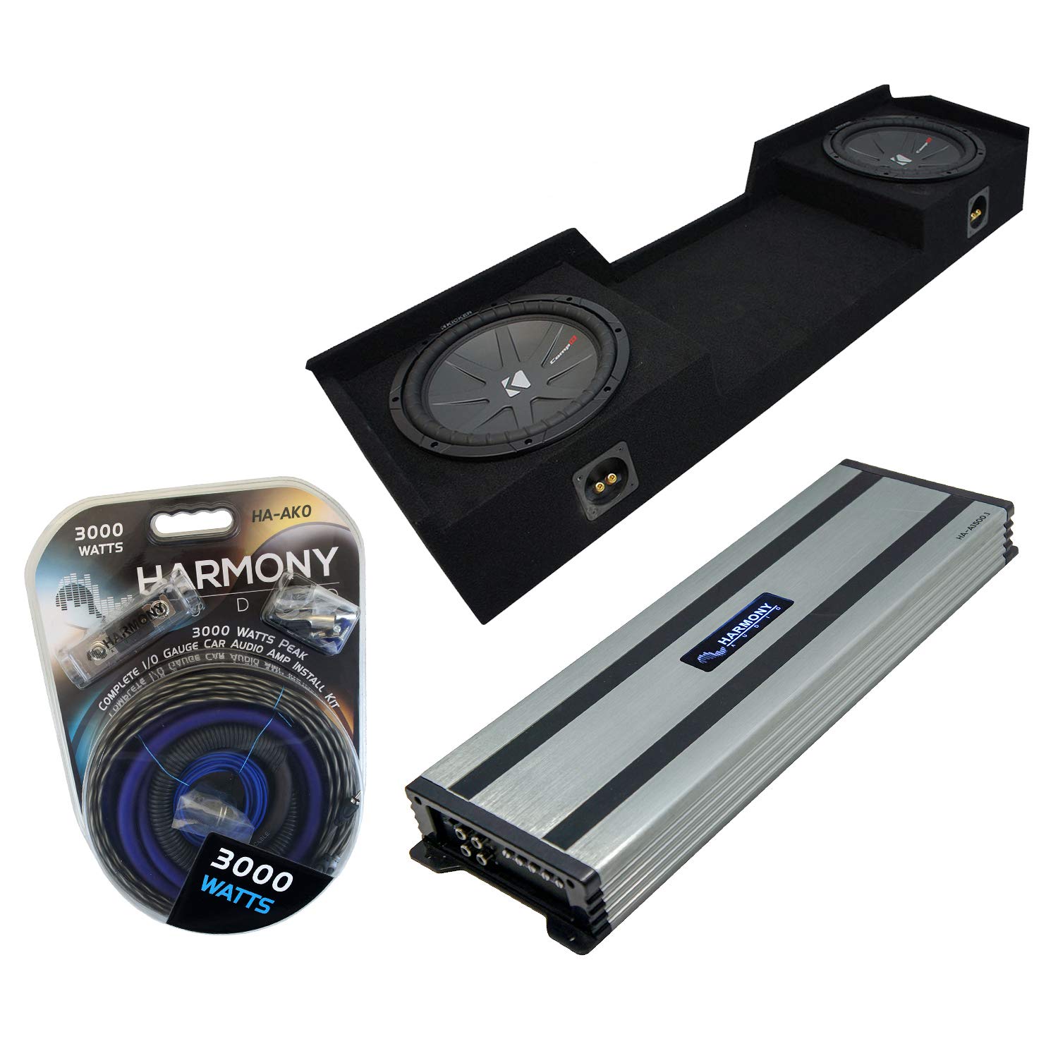 Harmony Audio Compatible with 1999-2006 Chevy Silverado Extended Cab Truck Kicker Bundle CompR CWR10 Dual 10