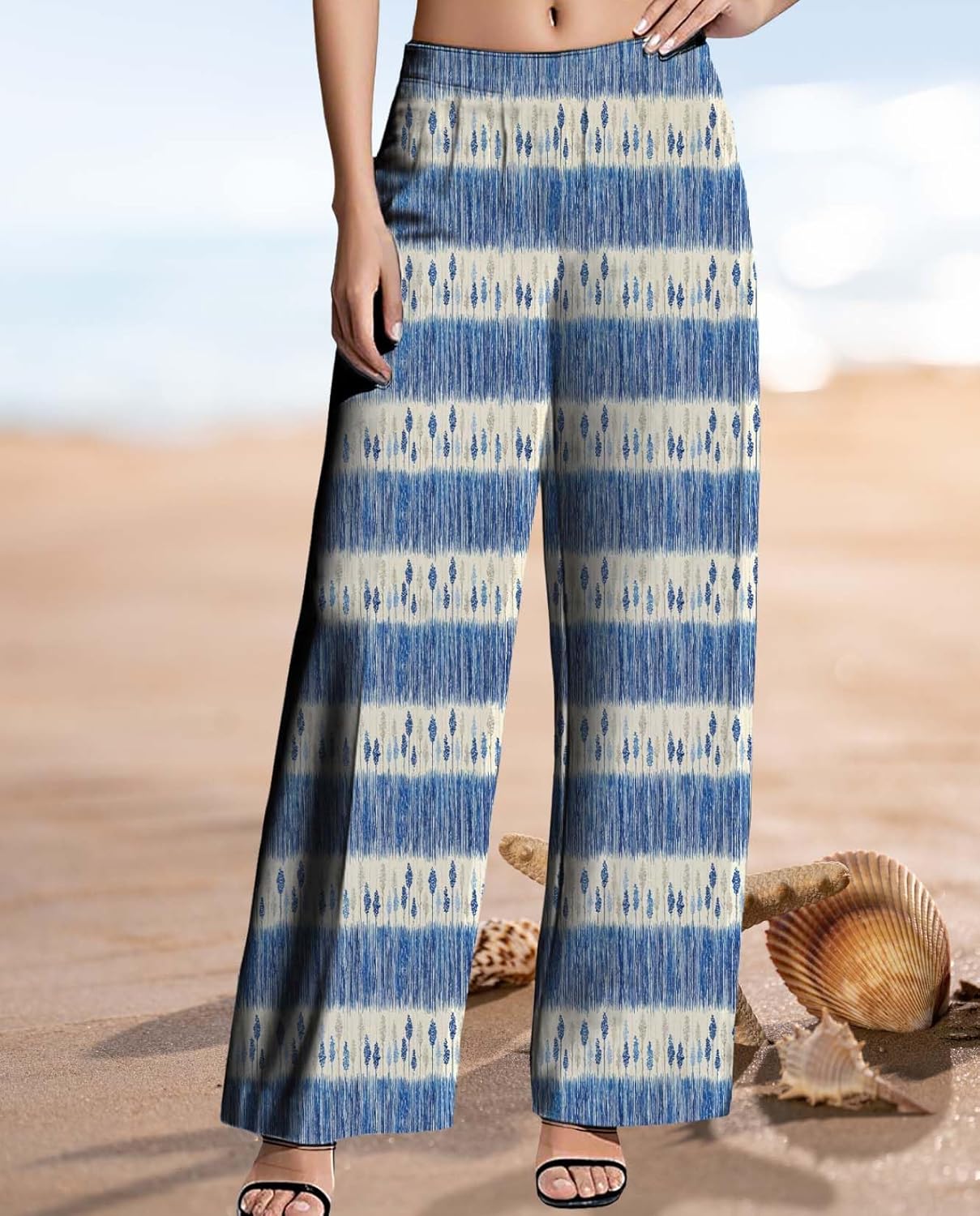 Womens Wide Leg Pants Pattern Print Lounge Trousers Casual Loose High Waisted Comfy Classic Pant for 2025 Summer - Image 5