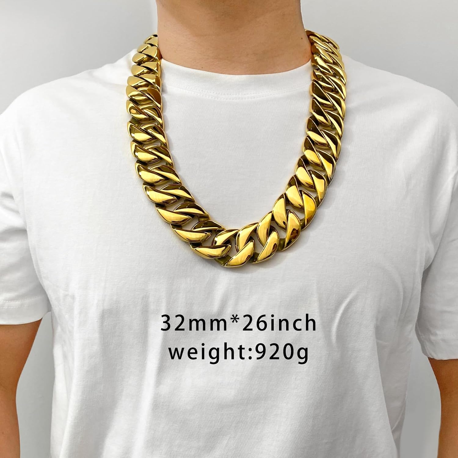 SDA Wide Chunky Gold Chain Necklace - Heavy and Waterproof 316L Surgical Steel with 18K Gold Plating for Modern Men and Women into Hip Hop Fashion