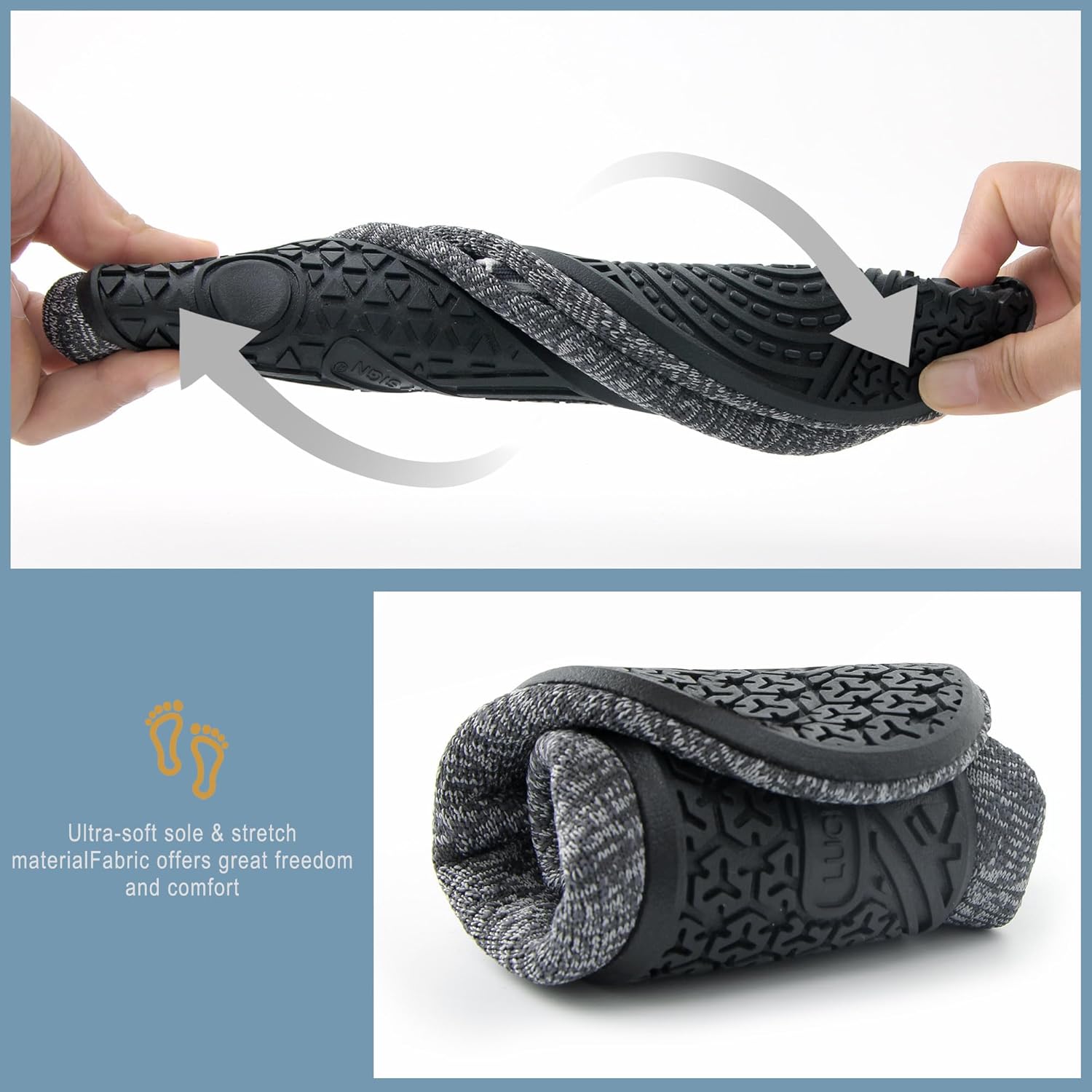 Lucky Sign - Set van 4 gastpantoffels voor mannen en vrouwen, winter, warm, antislip, uniseks gastenpantoffels van hoogwaardig vilt, Grijs X 2 set, Einheitsgröße