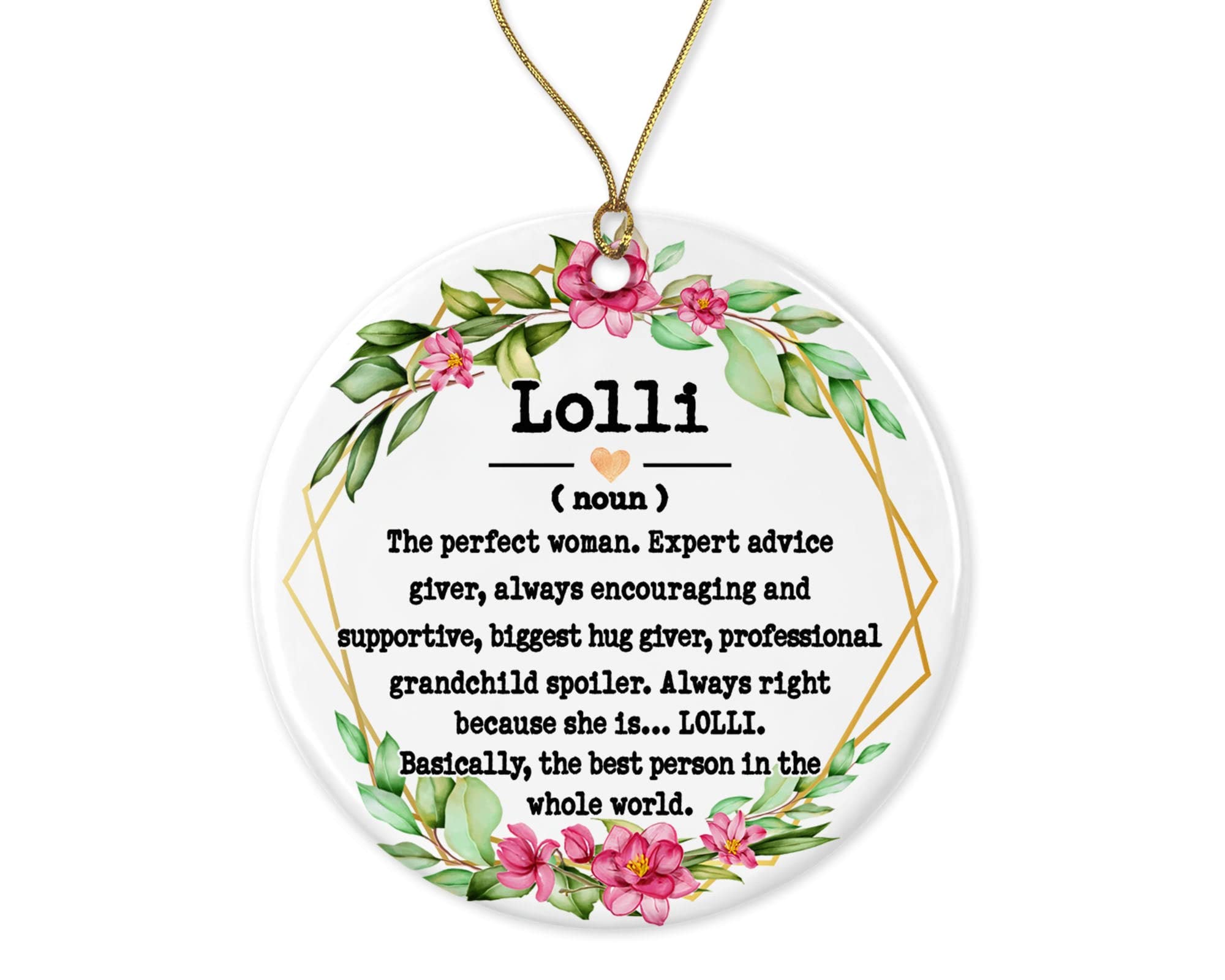 HTDesigns Lolli Definition Ornament Lolli Noun Ornament - Lolli Love - Lolli Birthday Printed on Both Sides