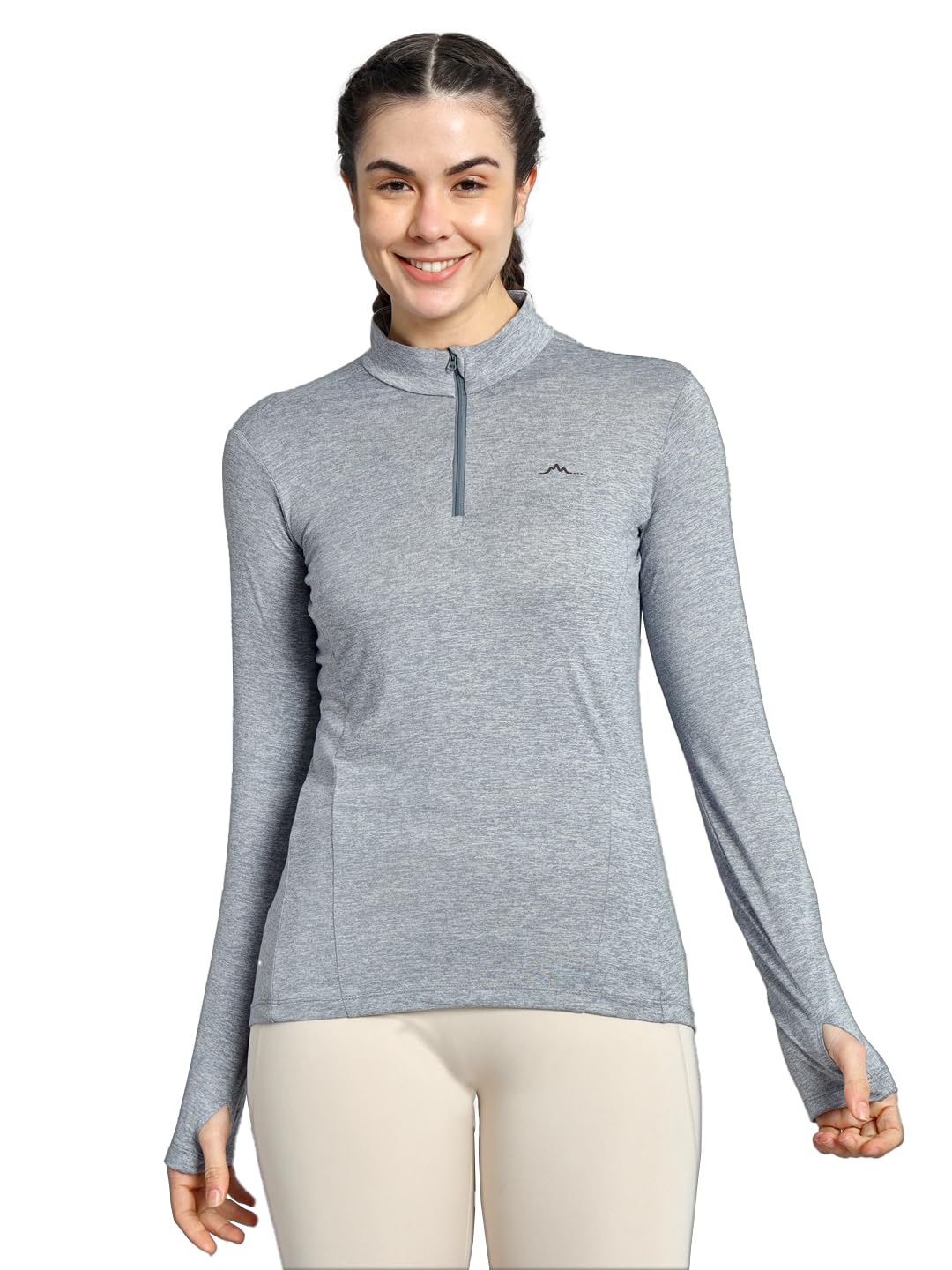 Women's Trekking Hiking Riding Quick Dry, Breathable Stretchable Full Sleeve Half Zip T-Shirt Baselayer with Extra Stretch-image-32