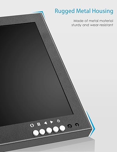 Vista 5 de Mini monitor de seguridad de 12 pulgadas, pantalla de metal IPS 1366x768, entrada HDMI/VGA/AV/BNC/USB, altavoces y control remoto integrados