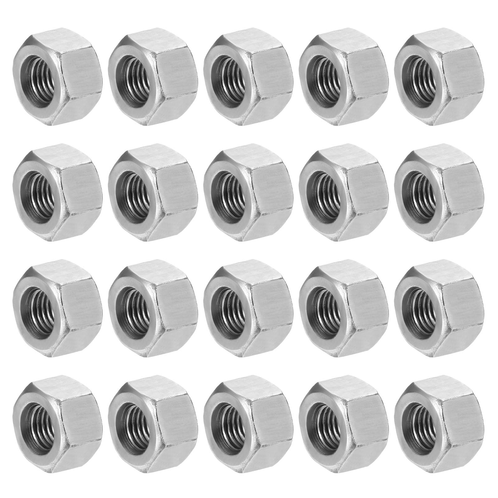 sourcing map 20Pcs M8x1-Pitch Coupling Nuts, 9mm Length Carbon Steel Hex Rod Coupler Nut Fully Threaded Studding Connector Fasteners, Silver Tone