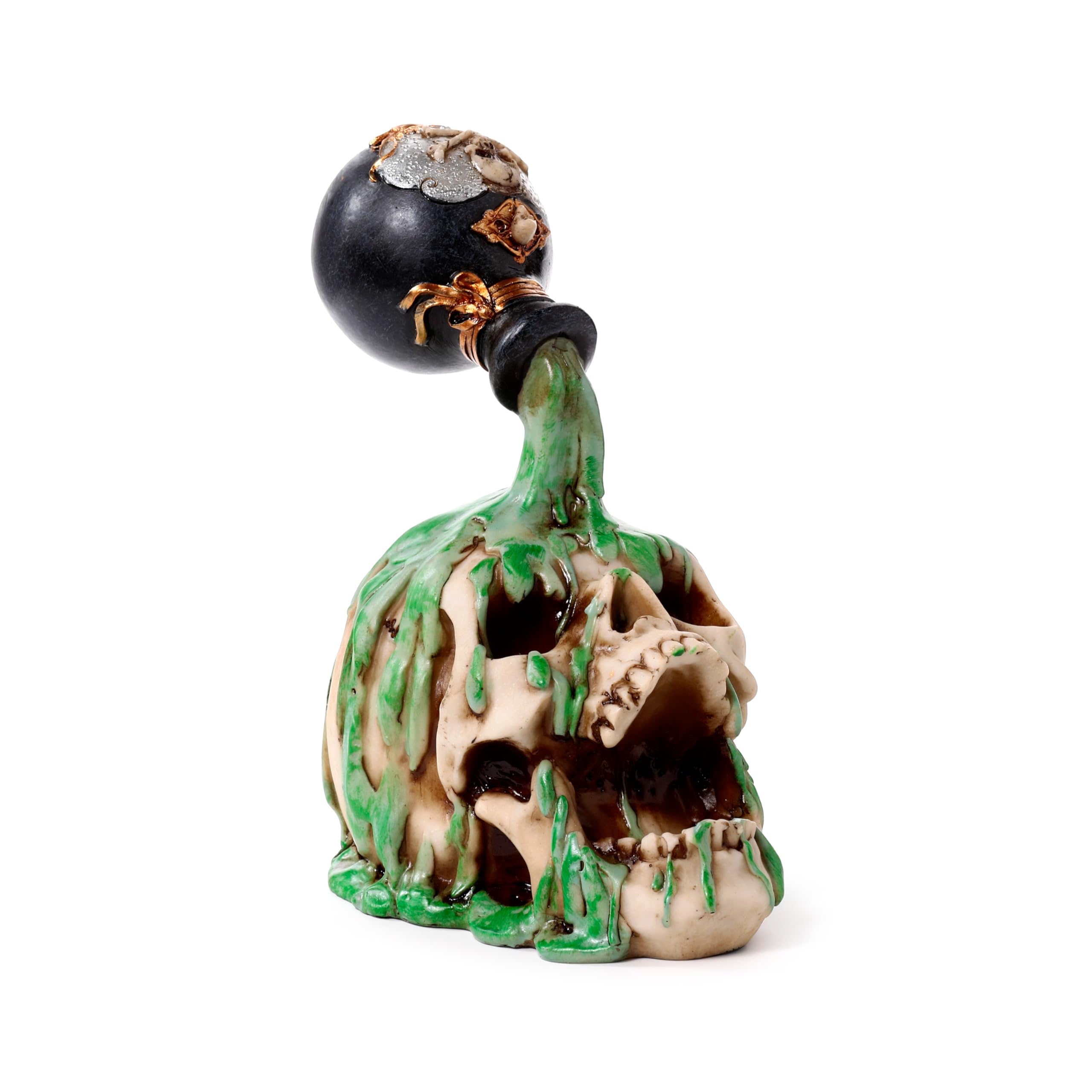 Puckator Screaming Skull with Green Potion - Cute Room Decor - Aesthetic Feng Shui Meditation Accessories - Garden Ornaments - Shelf Desk Decorations - Mindfulness Home Gifts - Statues