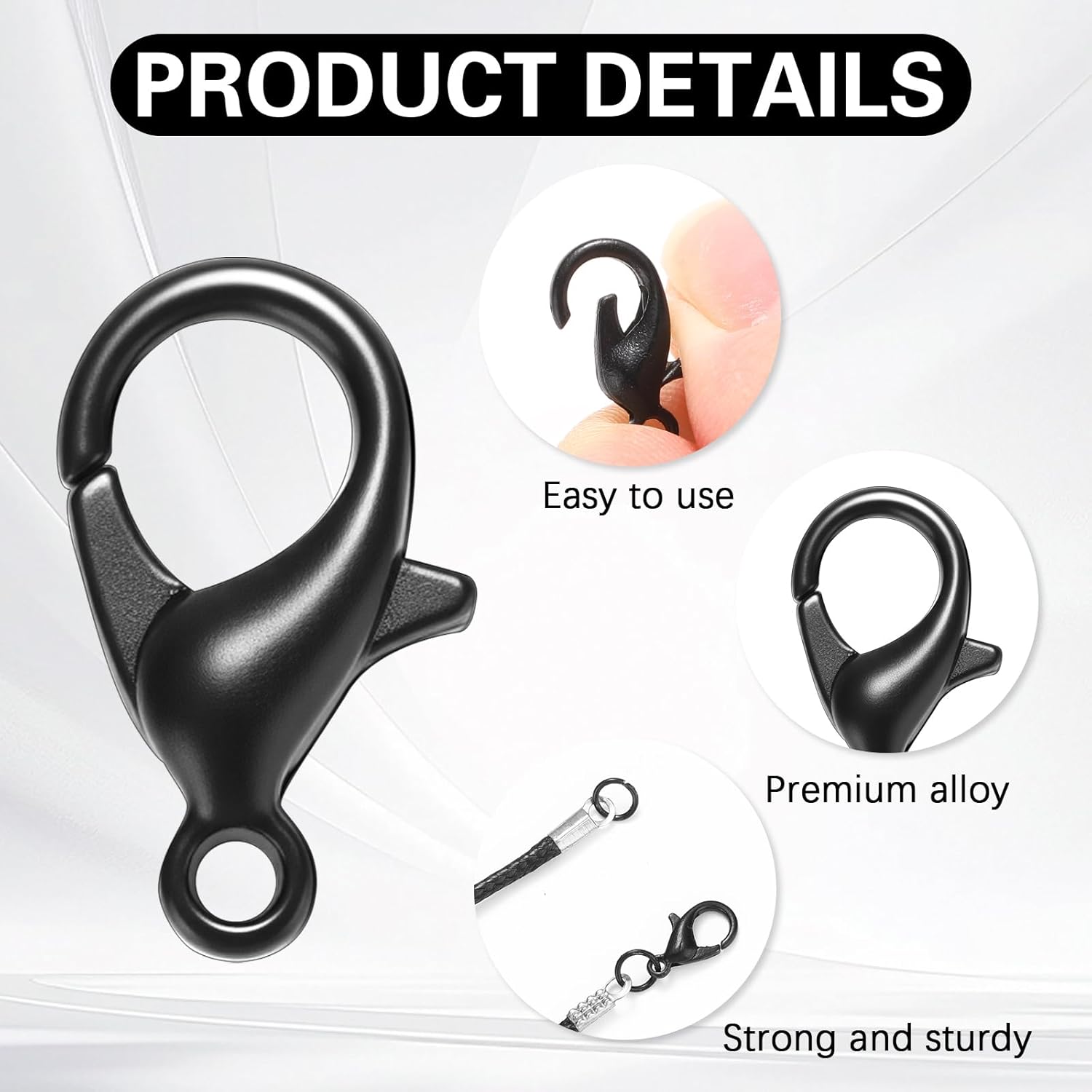 Syhood 600 Pieces Lobster Clasps and Open Jump Rings Set Lobster Claw Clasps and Closures for Jewelry Making and Bracelets Bracelet Hooks Jewelry Clips (Black) - Image 4